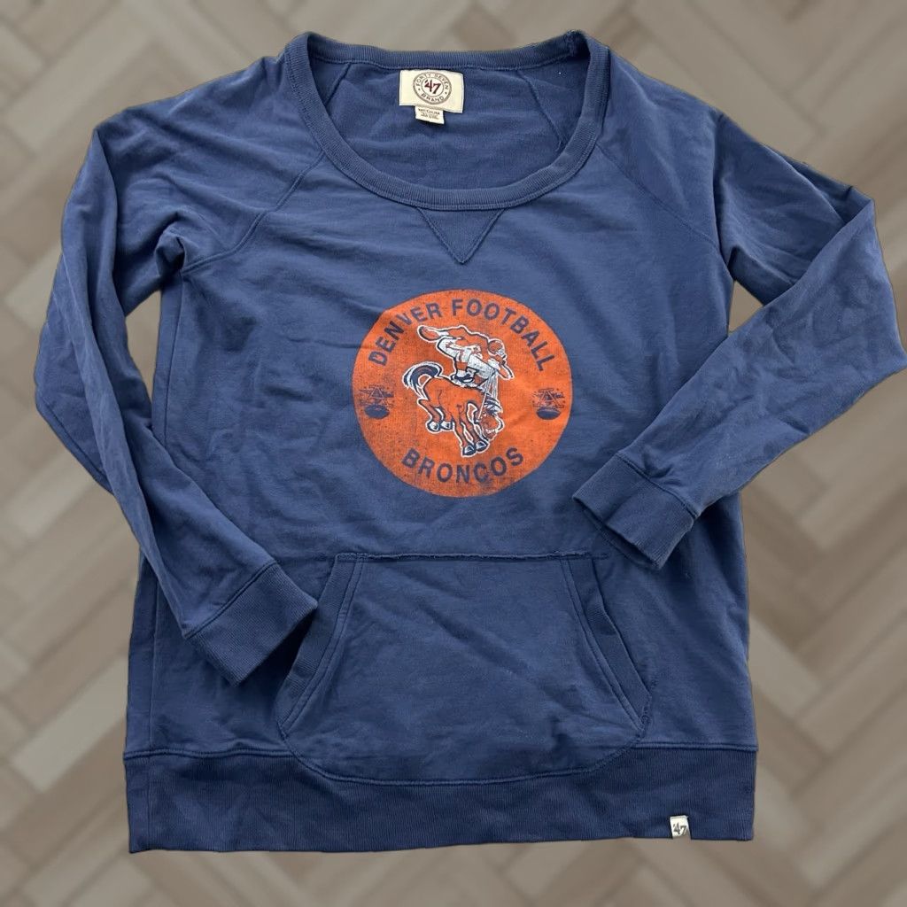 Vintage 47 Denver Broncos Pullover Crewneck Sweatshirt Women's M Blue Size M / US 6-8 / IT 42-44 - 1 Thumbnail