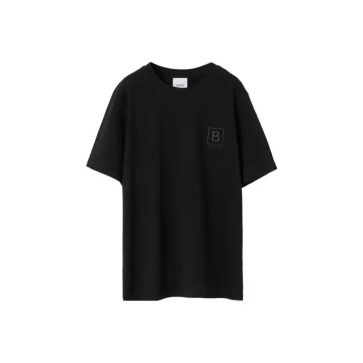 Burberry Burberry Logo Embroidered Black Short Sleeve T-Shirt 0079 Size M / US 6-8 / IT 42-44 - 1 Thumbnail