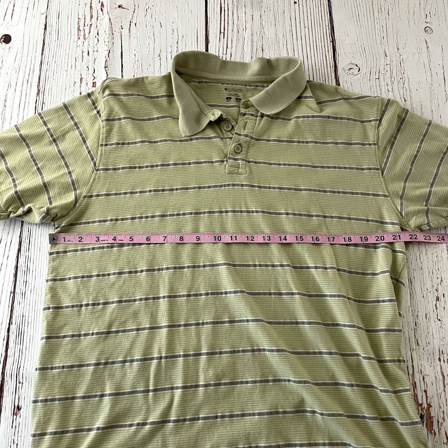 Vintage Columbia Short Sleeve Striped Button Front Polo Shirt Men's Large Green Size US L / EU 52-54 / 3 - 3 Thumbnail