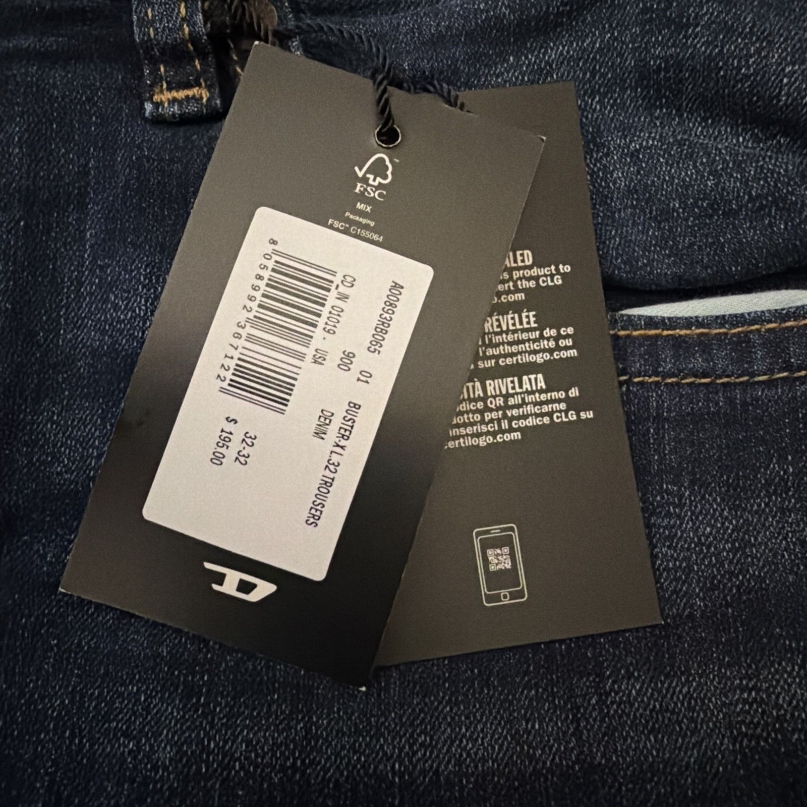 Diesel Diesel Mens Buster Tapered Jeans RB062 Blue $195 Size 32/32 Size US 32 / EU 48 - 7 Thumbnail