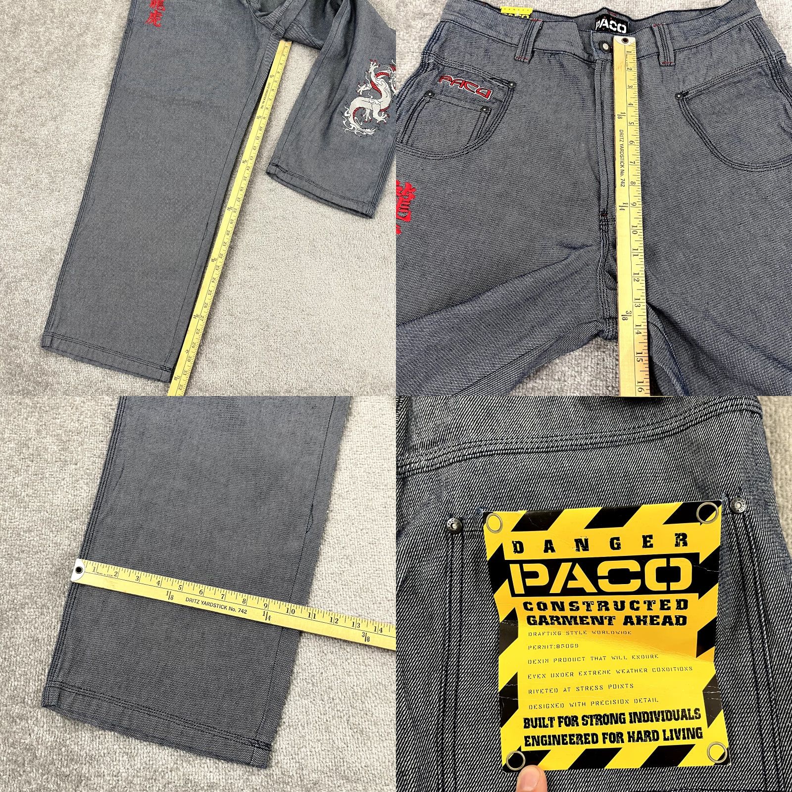 Vintage VINTAGE PACO Jeans Mens 34 x 31 Hip Hop Wide Skater Dragon Tiger Embroidered Y2K Jeans Mens Blue 90s Hip Hop Retro Size US 34 / EU 50 - 8 Thumbnail