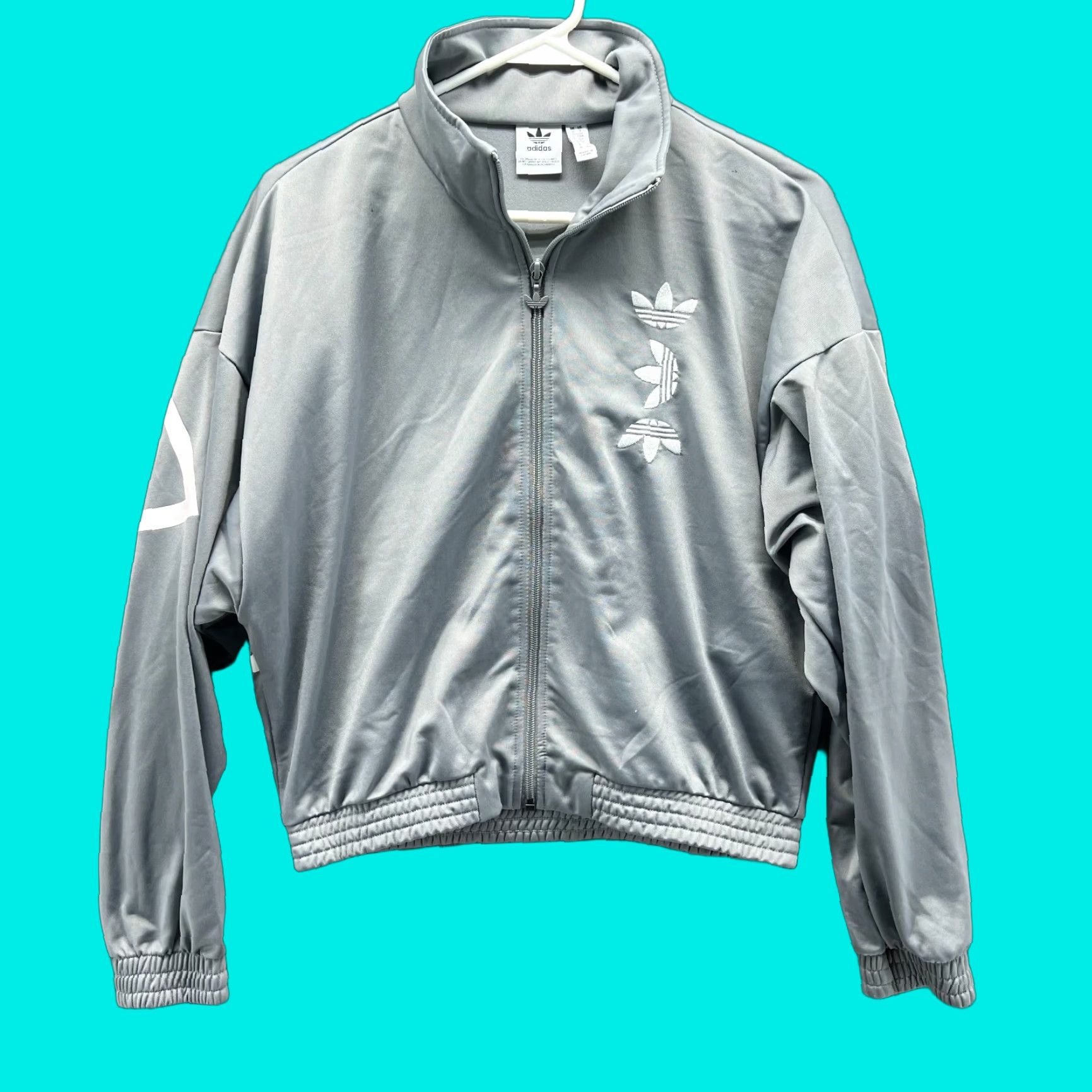 Adidas VINTAGE adidas Track Jacket Womens Small Gray Full Zip Firebird 90s Style Logo Men/Women? Size S / US 4 / IT 40 - 1 Thumbnail