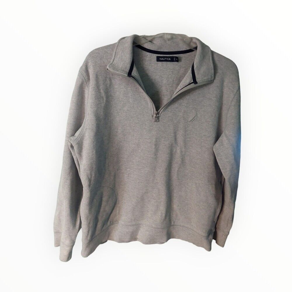 Nautica Nautica | Men's Knit Quarter-Zip Long-Sleeve Grey Sweater | Size US L / EU 52-54 / 3 - 1 Thumbnail