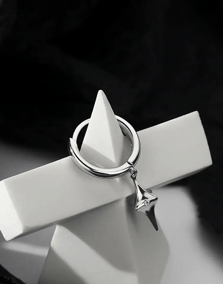 Jewelry Crystal Star Stone Earrings Gothic Punk Chrome Jewelry Spike Size ONE SIZE - 2 Thumbnail