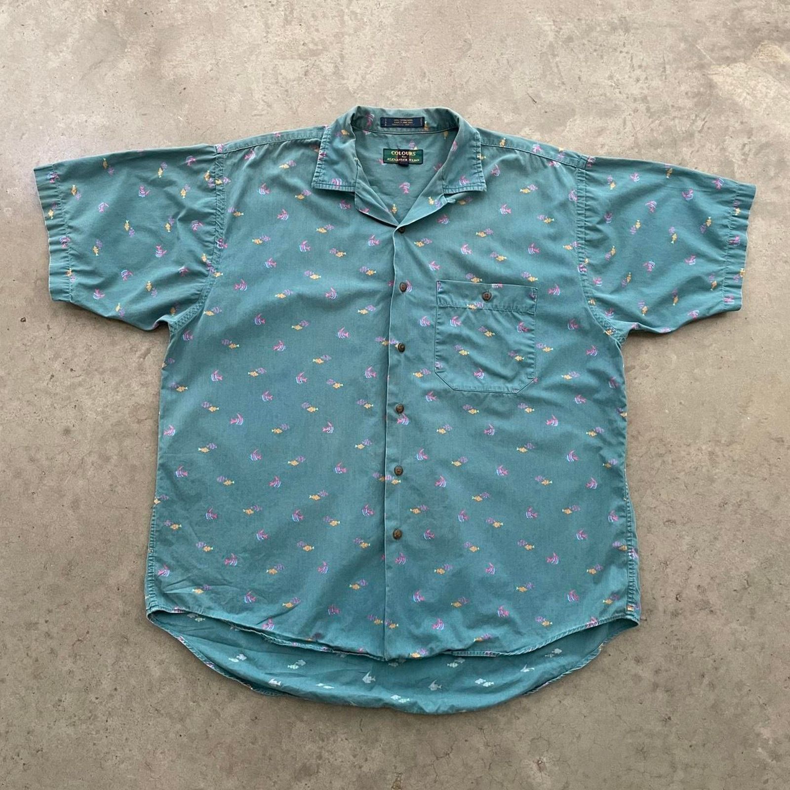 Vintage Vintage Colours Teal Fishes Button Up Shirt Size US L / EU 52-54 / 3 - 1 Thumbnail