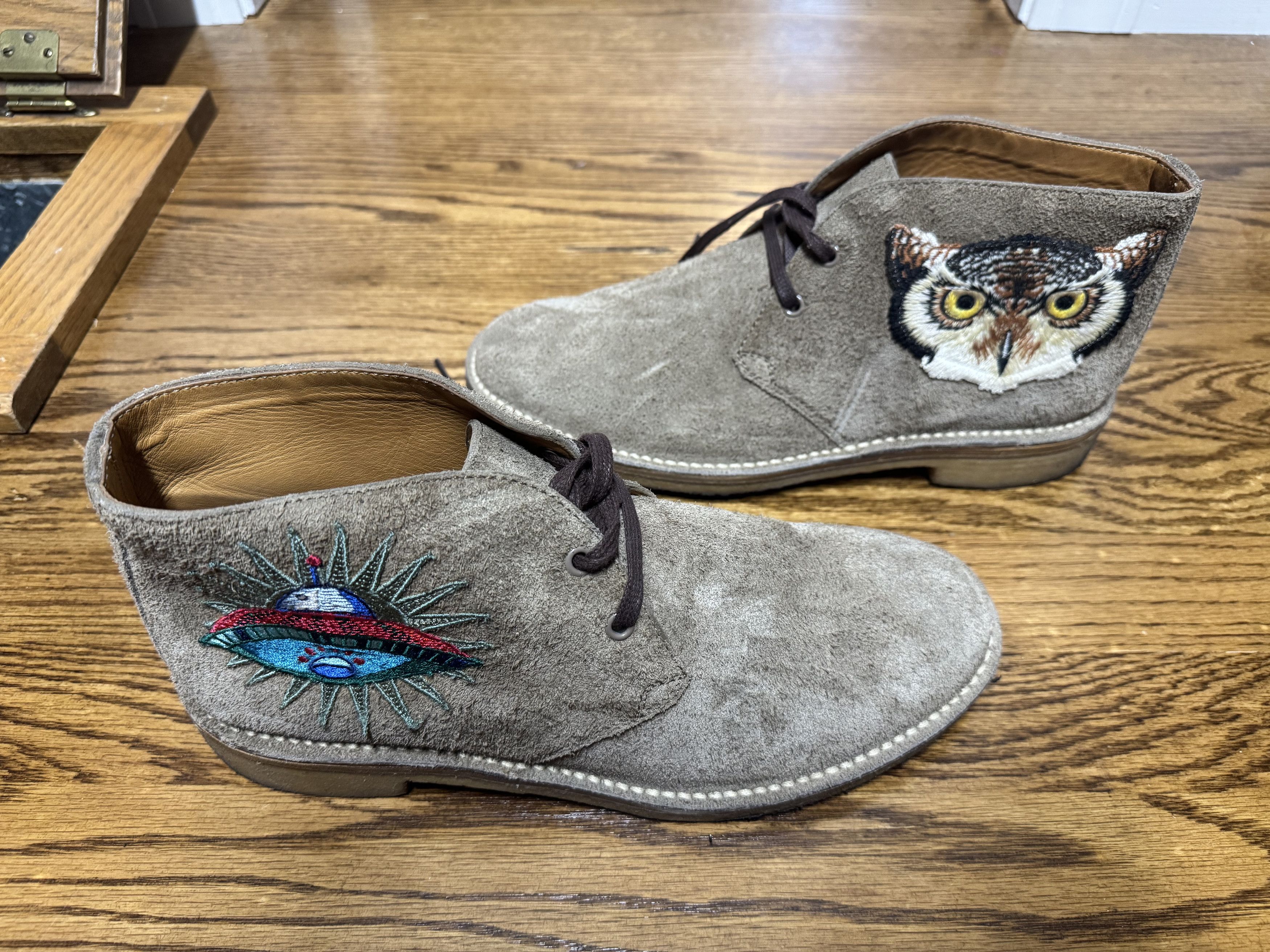 Gucci Owl & UFO Embroidered Men's Ankle Boots Size US 10 / EU 43 - 3 Thumbnail