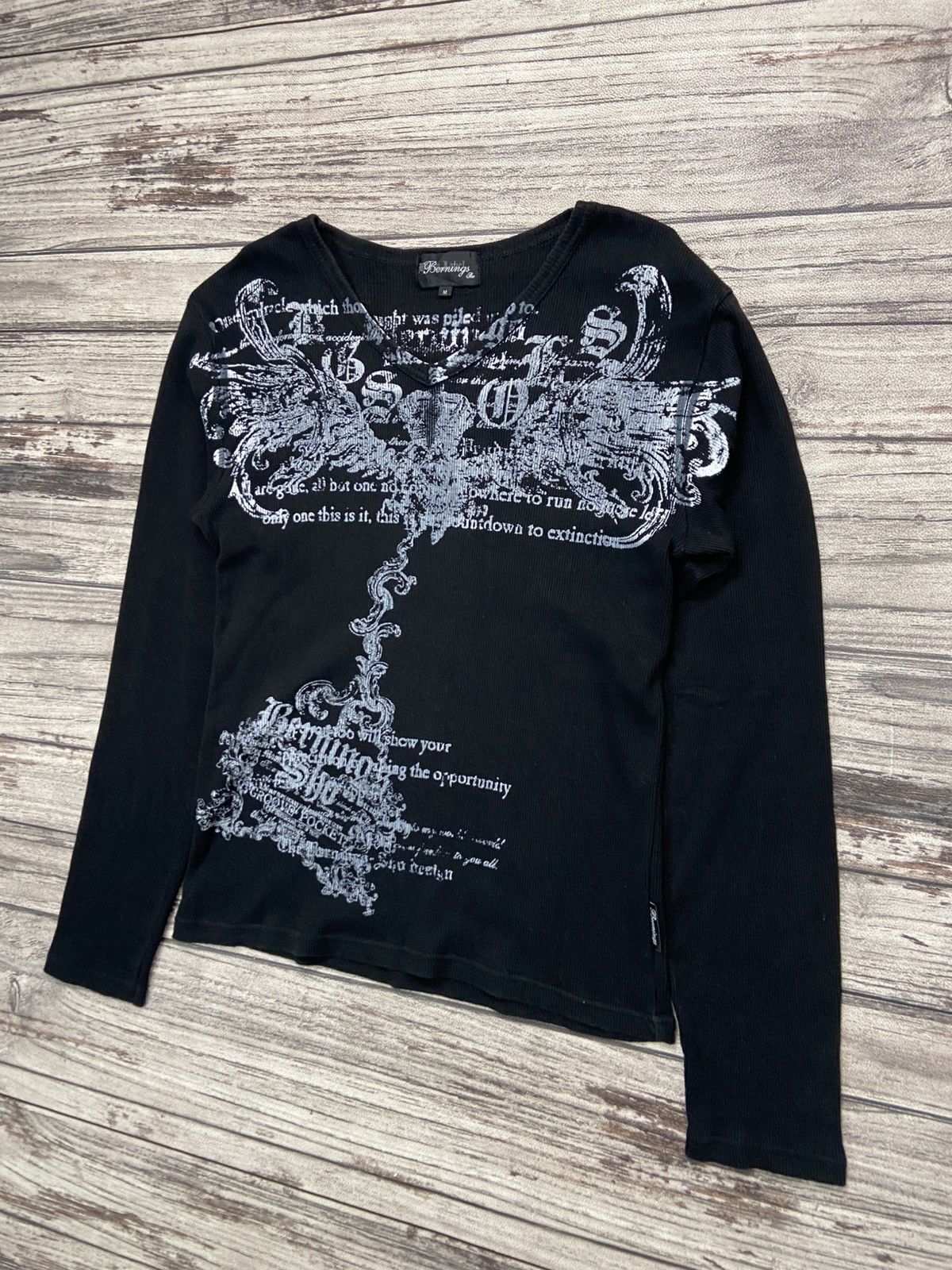 Japanese Brand × Le Grande Bleu (L.G.B.) 🔥Bernings Sho🔥 Y2K Japan Punk Poem Wings Thermal Size US M / EU 48-50 / 2 - 2 Thumbnail