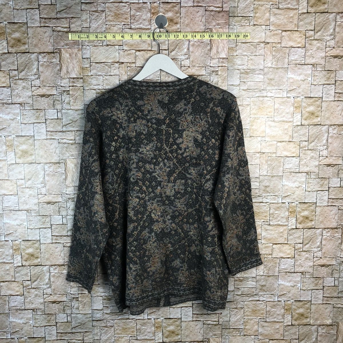 Homespun Knitwear × Japanese Brand Ronflix Brown Patterned Cardigan #A926 Size L / US 10 / IT 46 - 12 Thumbnail