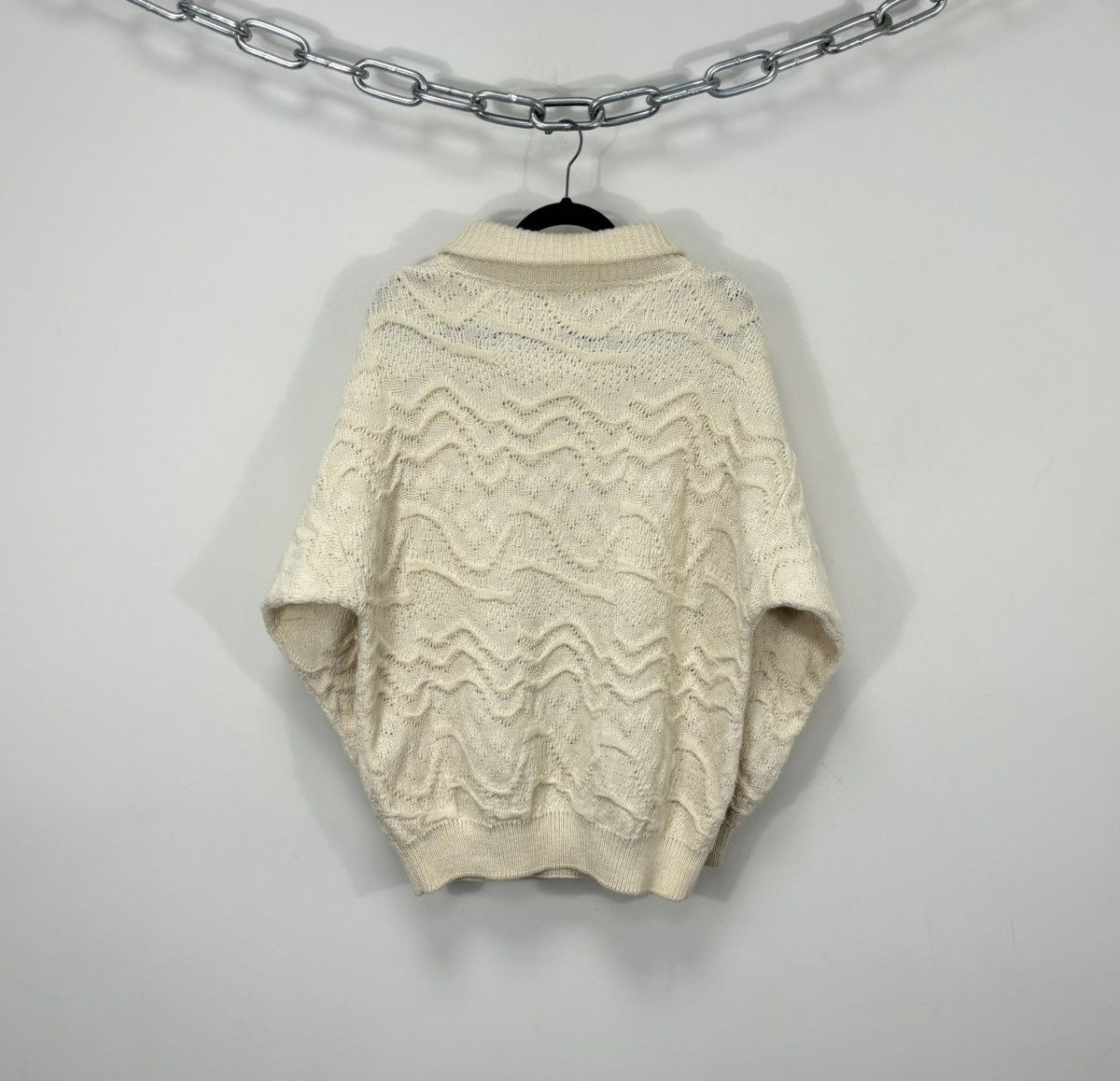 Other Vintage Nani Bon Men’s Wave Knit Wool Turtleneck Zip Sweater Size US L / EU 52-54 / 3 - 2 Thumbnail