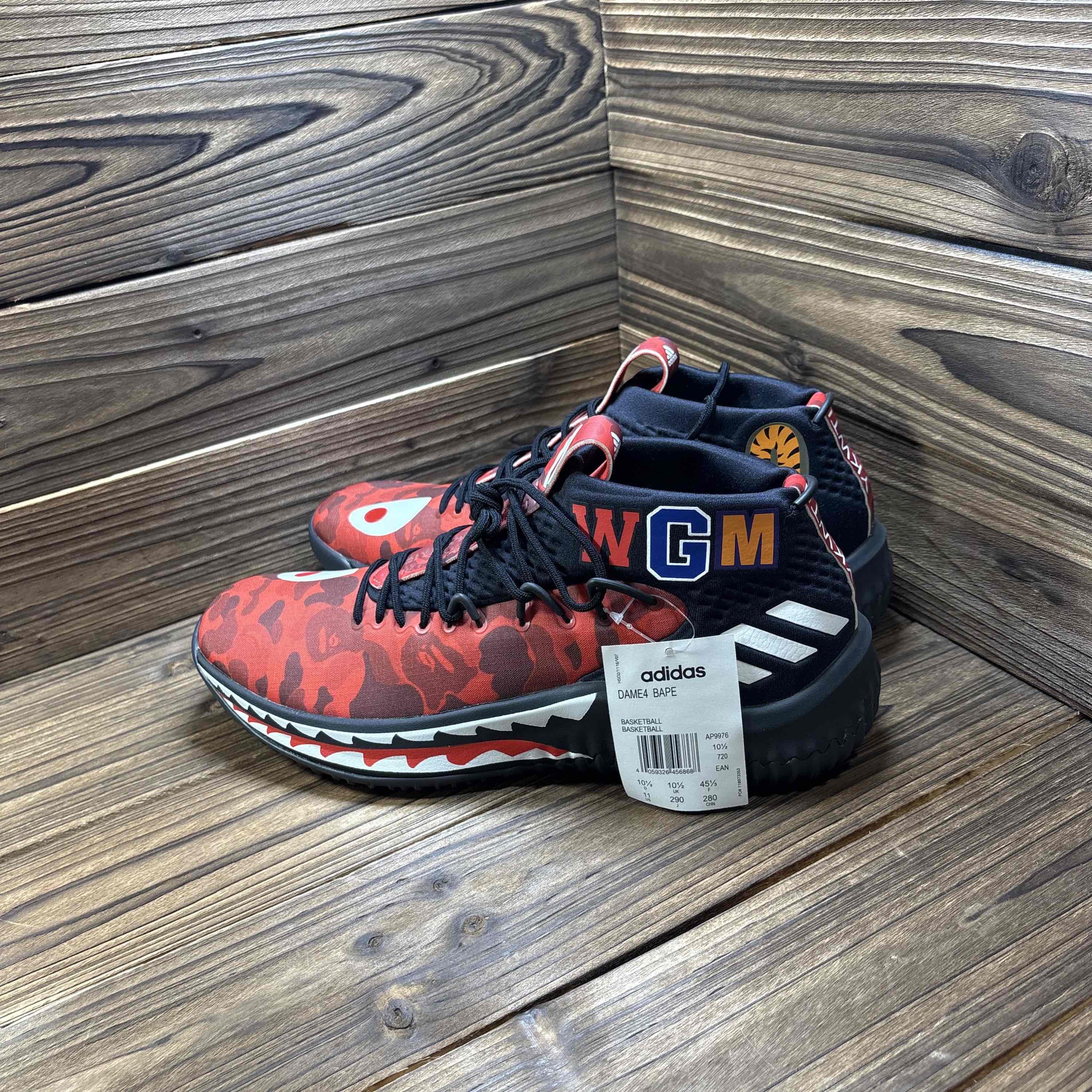 Adidas Adidas x Bape D Lillard 4 Red Camo Sneakers US 11 Size US 12 / EU 45 - 1 Thumbnail