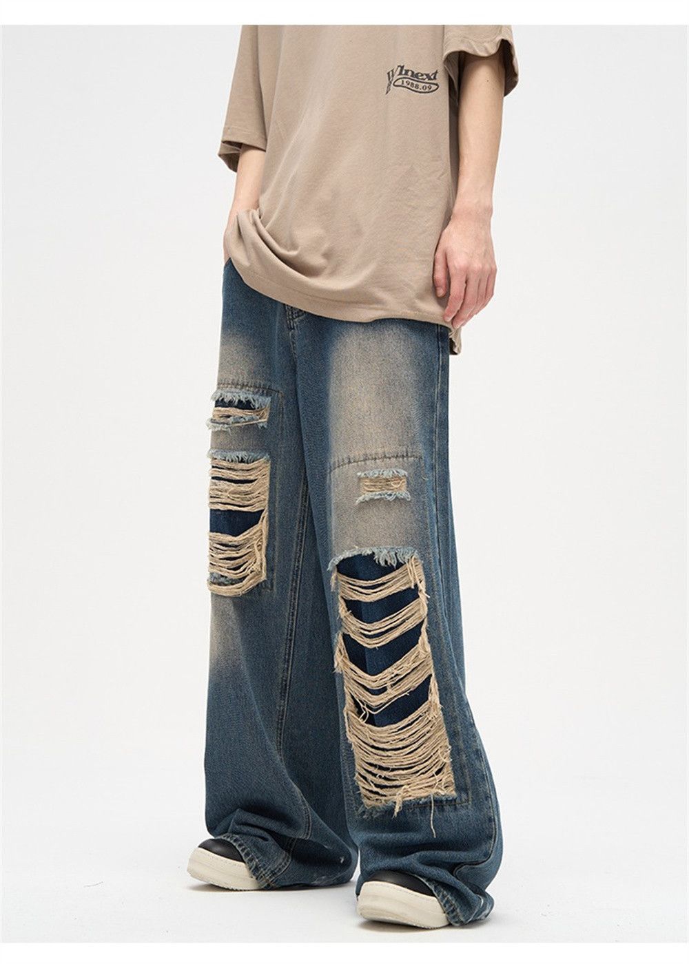 Japanese Brand × Jean Loose Straight Leg Ripped Jeans Men Size US 30 / EU 46 - 3 Thumbnail