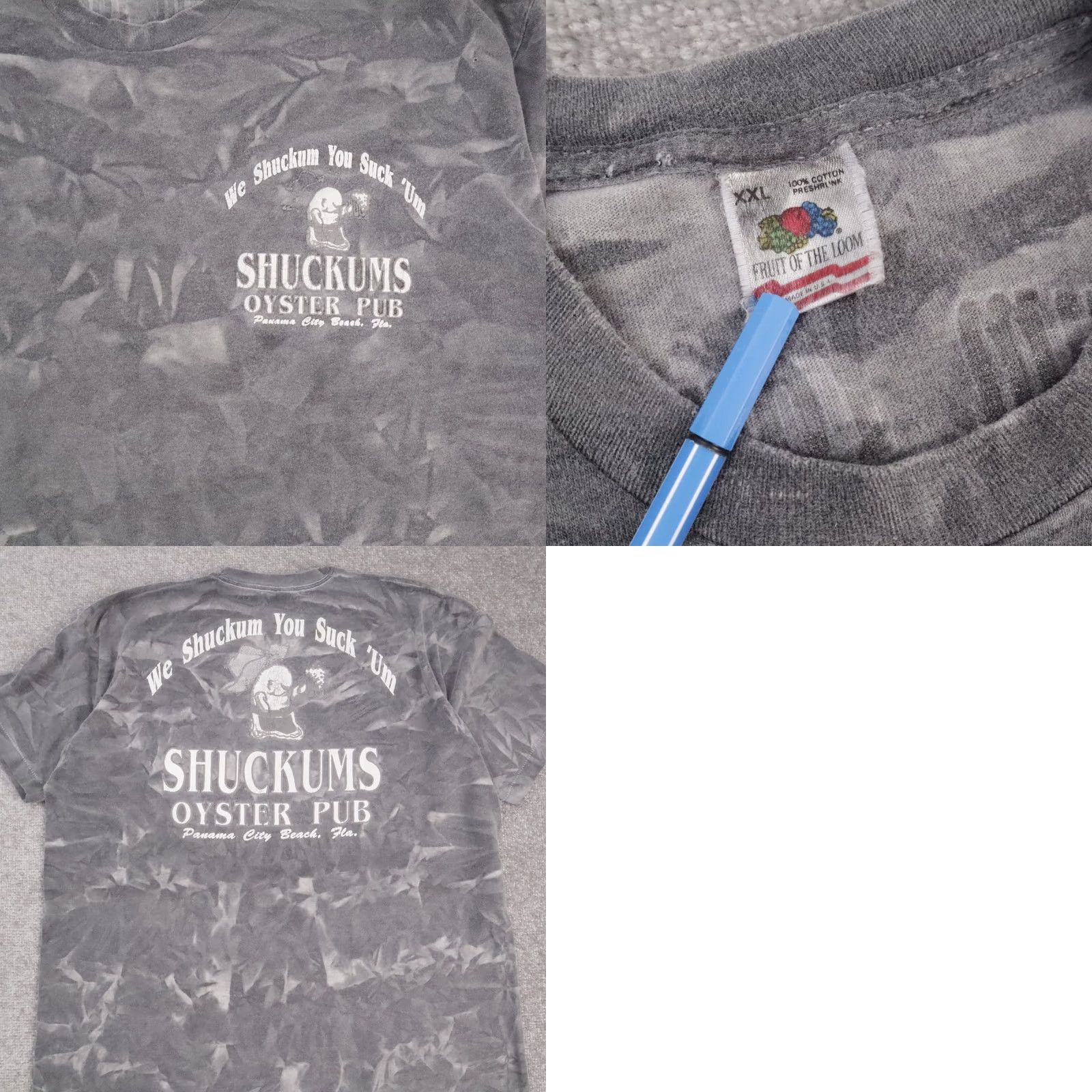 Vintage VINTAGE Oyster Shucking Panama City Florida T-Shirt Gray Short Sleeve Funny VTG 2XL Size US XXL / EU 58 / 5 - 8 Thumbnail