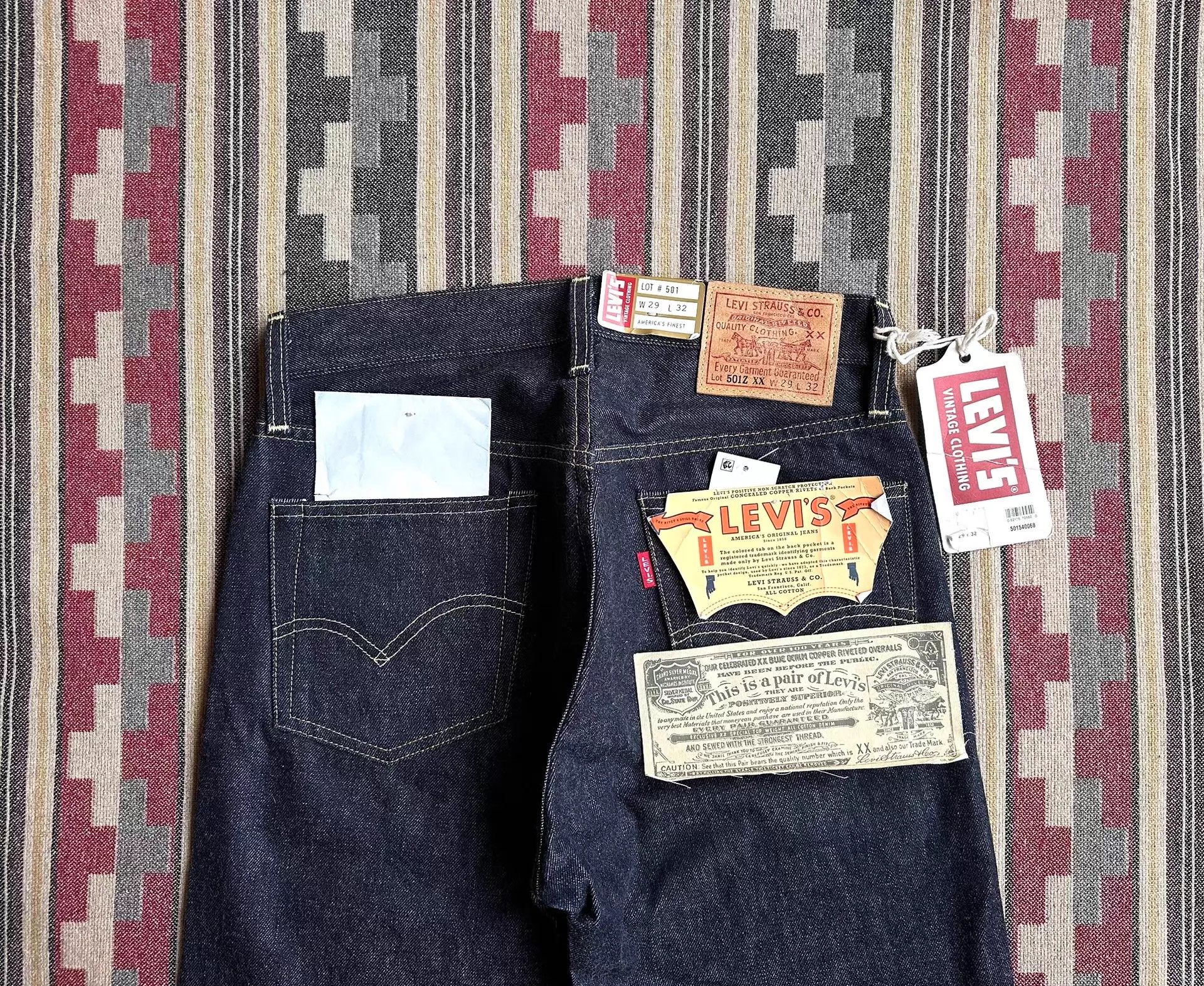 Levi's Levi’s LVC 1954 501ZXX Selvage Raw USA White Oak W29L32 Size US 29 - 4 Thumbnail
