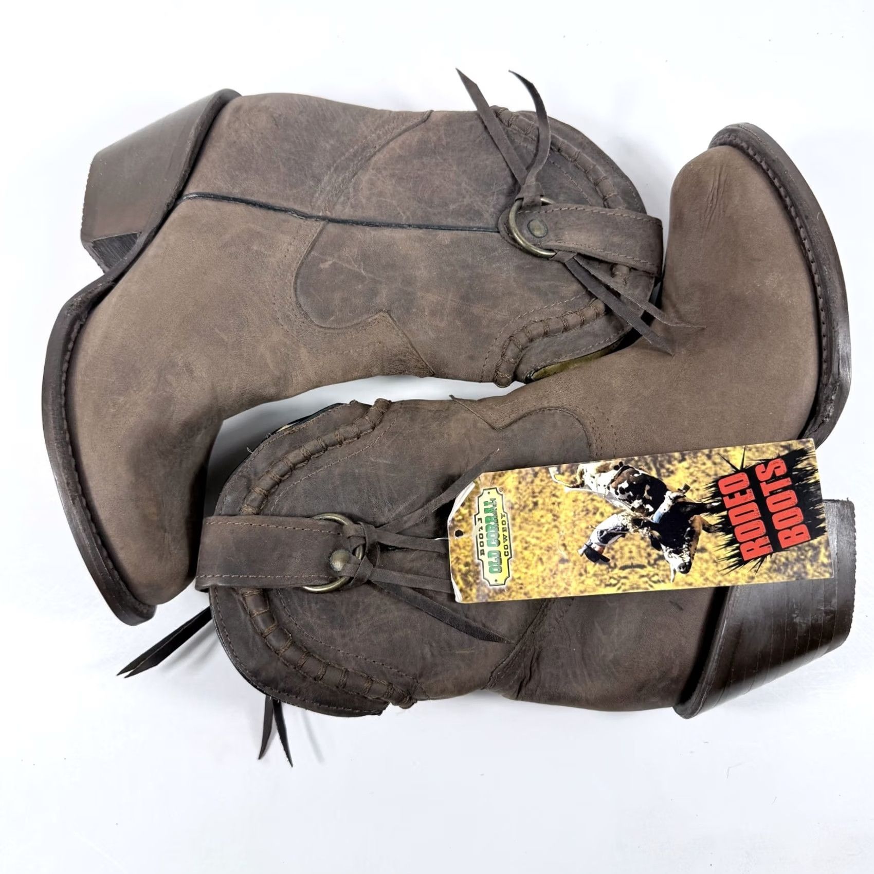Vintage Old Corral Boots Women Brown Leather Pull On Round Toe Western - 7.5 Boots Size US 8 / IT 38 - 5 Thumbnail