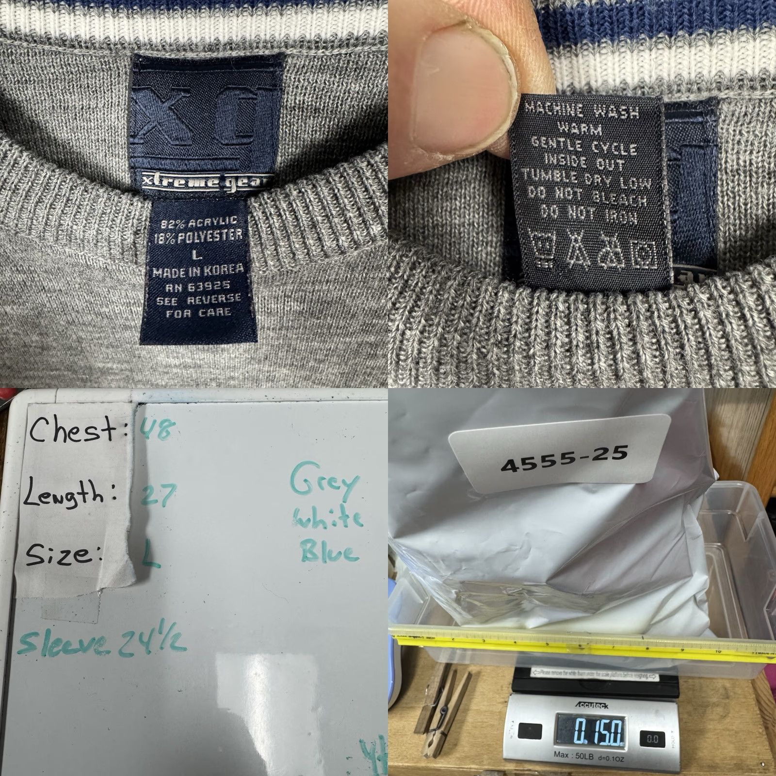 Vintage VINTAGE 90s Xtreme Gear Sweater Large Knit Grandpa Classic Cozy Academia Skater Sweater Mens Regular L Gray Knit Crew Neck Long Sleeve Size US L / EU 52-54 / 3 - 8 Thumbnail