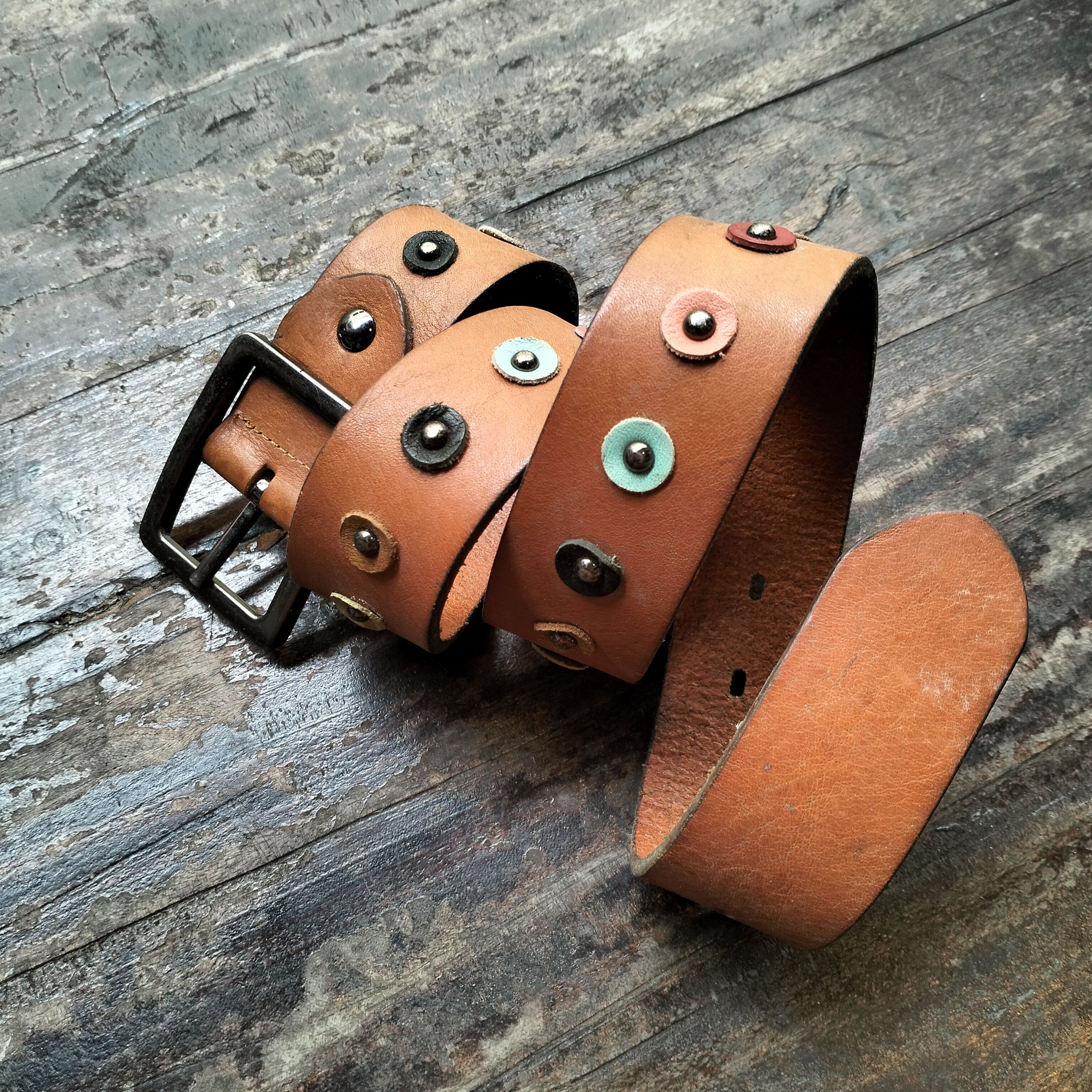 Vintage VINTAGE UNIQUE LEATHER BELT Size ONE SIZE - 1 Thumbnail