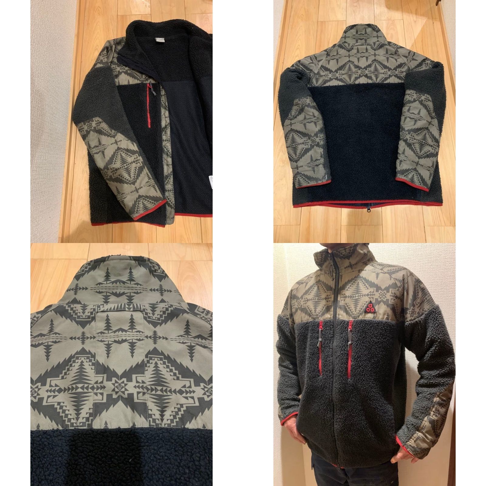 Nike Nike ACG Pendleton Fleece Boa Jacket Black Red Green M Men's Jacket Size US M / EU 48-50 / 2 - 8 Thumbnail