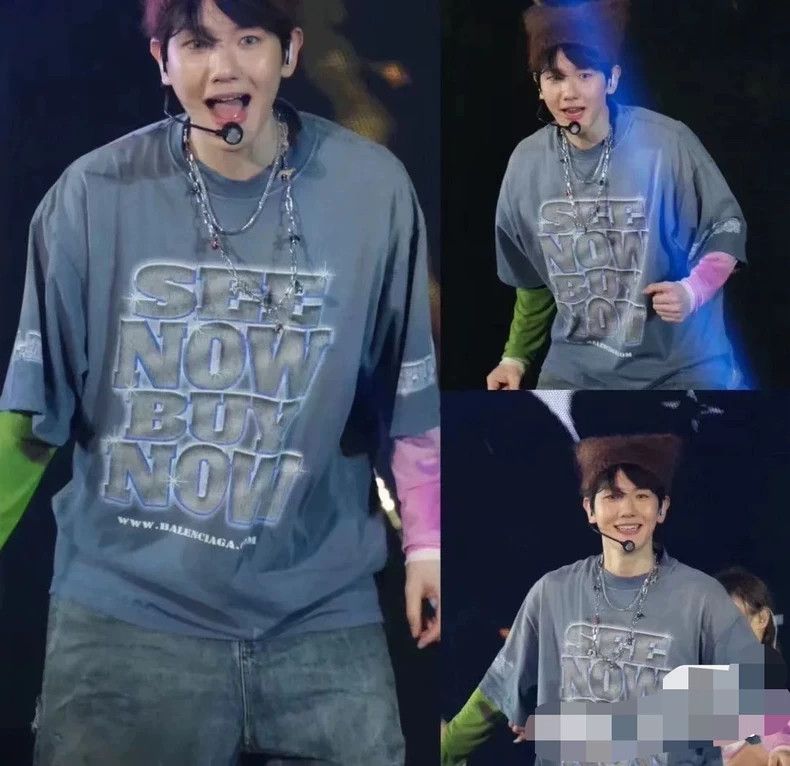 Balenciaga Balenciaga Old Blue Ripped Loose Crew Neck T-Shirt Size US XS / EU 42 / 0 - 1 Thumbnail