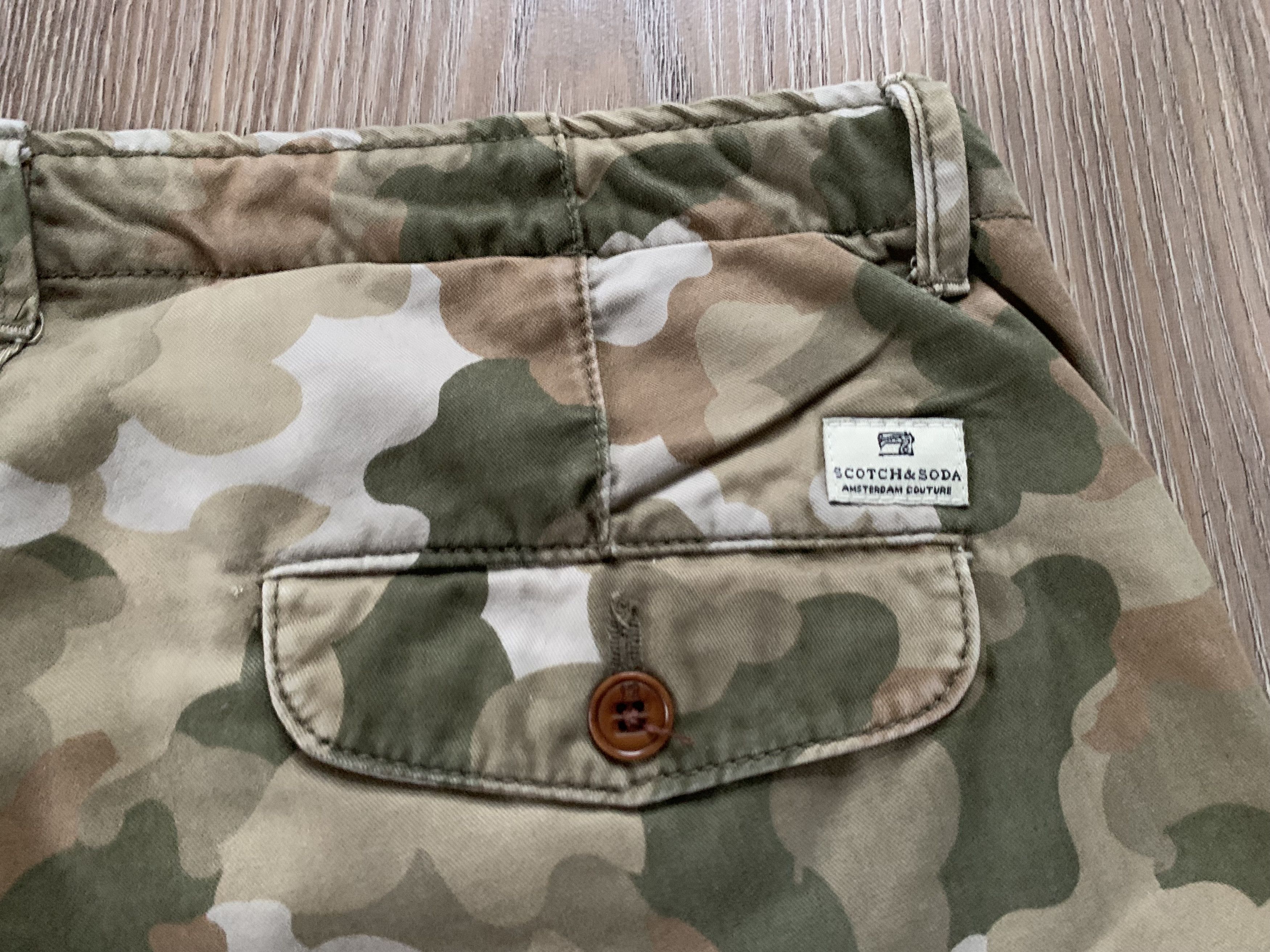Scotch & Soda Mens Scotch & Soda Chino Khaki Military Cotton Shorts Size US 31 - 6 Thumbnail