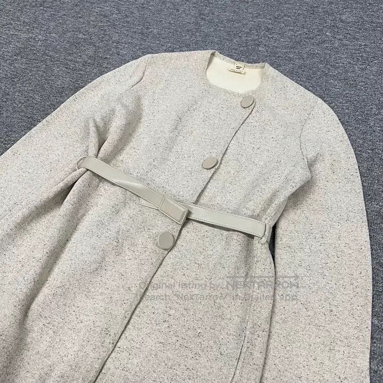 Hermes Hermes Oatmeal knit collarless coat Size XXS / US 00 / IT 34 - 3 Thumbnail