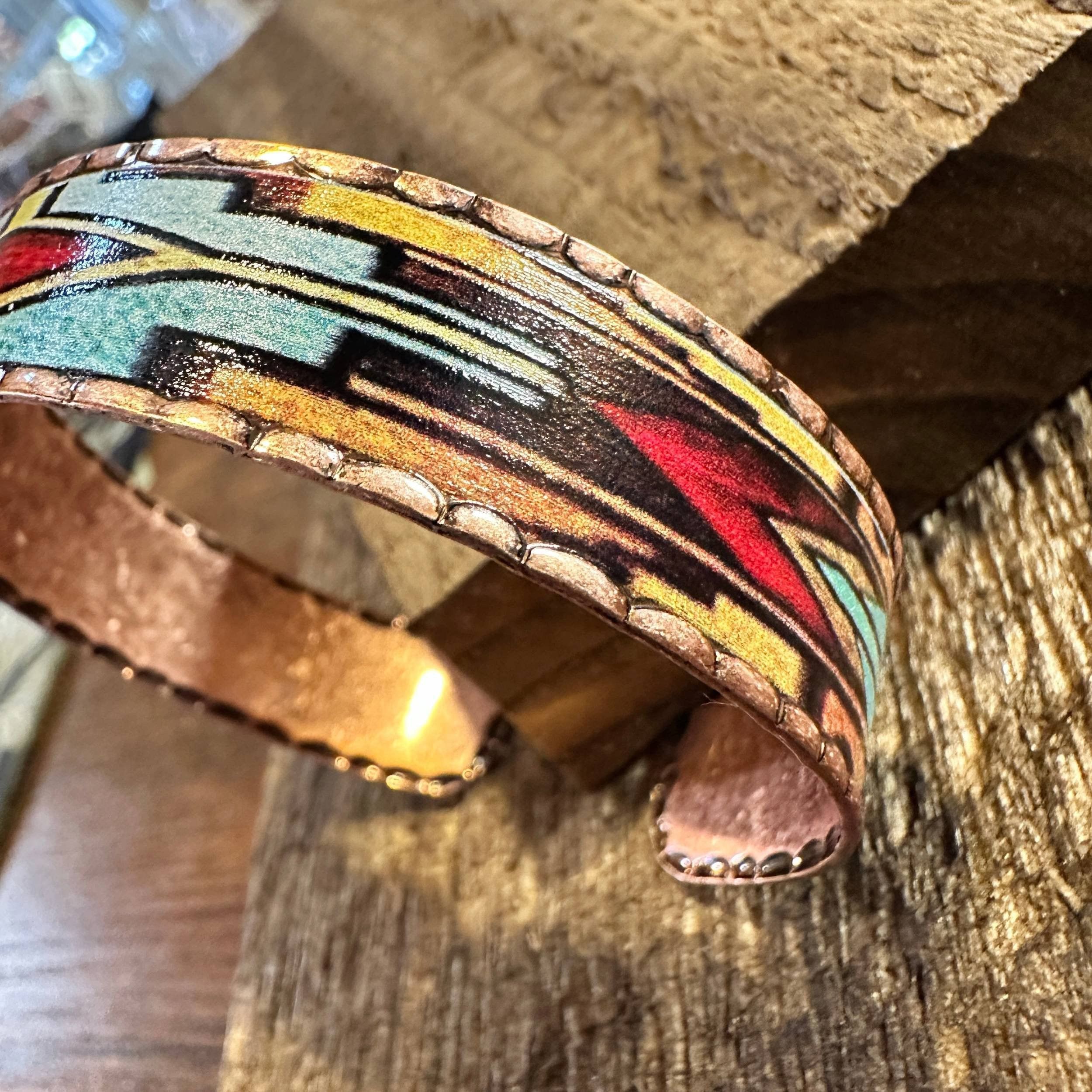 Other Handmade Boho Native American Navajo Copper Narrow Cuff Brac Size ONE SIZE - 3 Thumbnail