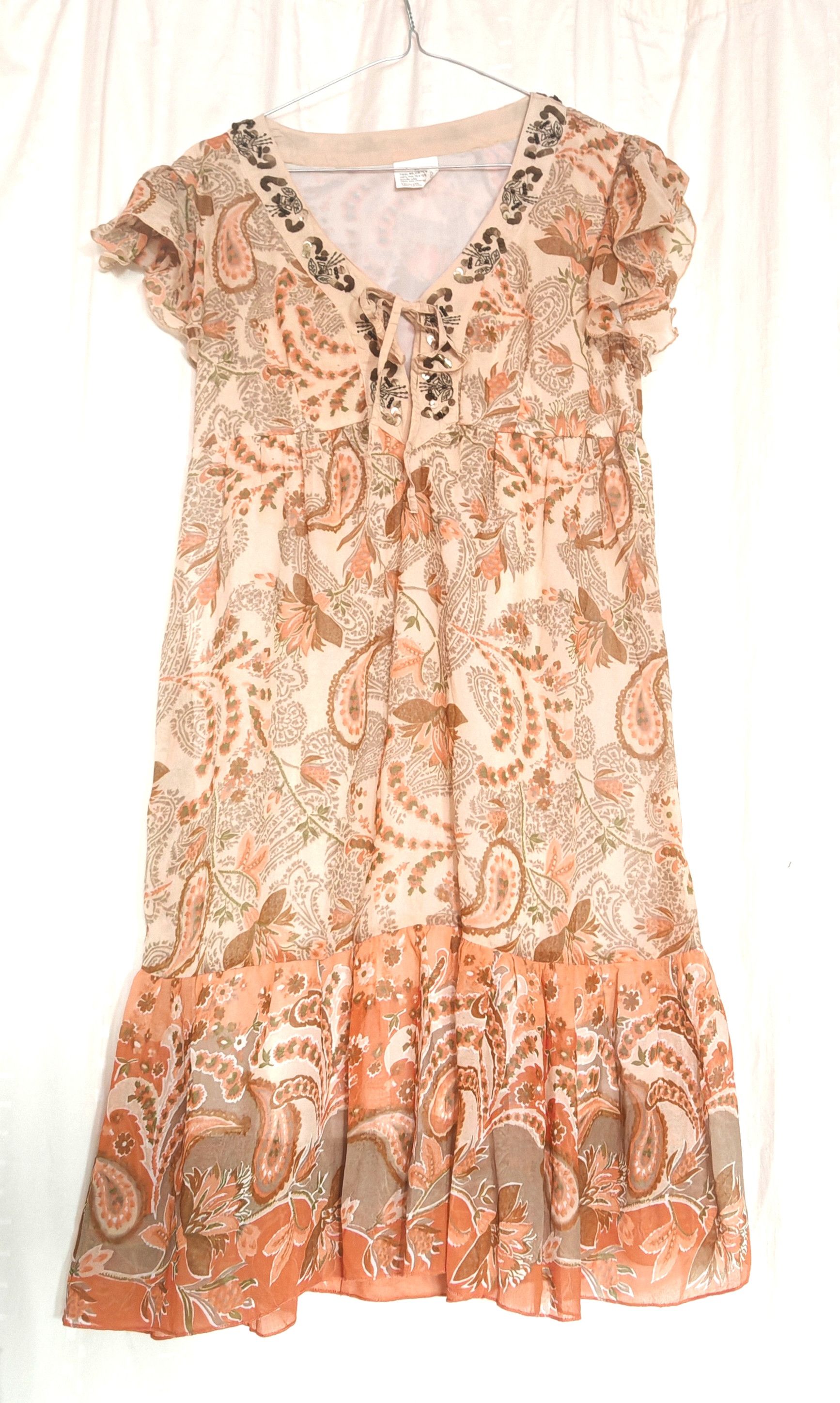 Vintage Vintage French Embroidered Beaded Boho Dress Babydoll Size S / US 4 / IT 40 - 1 Thumbnail