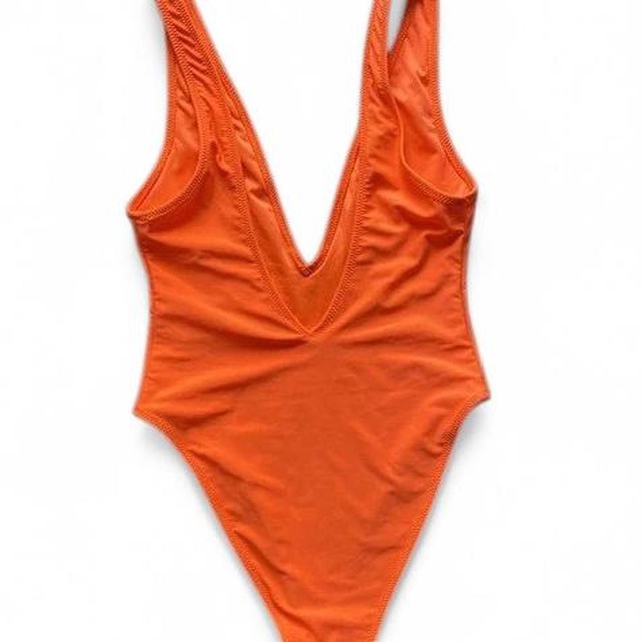 Forever 21 Forever 21 Deep V Swim One Piece Neon Orange Size XS / US 0-2 / IT 36-38 - 3 Thumbnail