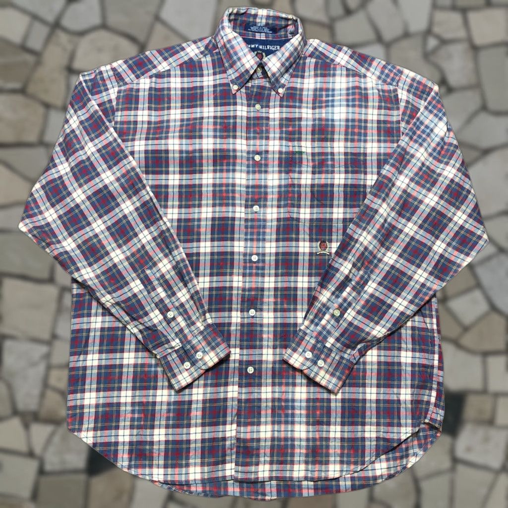 Tommy Hilfiger VINTAGE Tommy Hilfiger Crest Plaid Long Sleeve Shirt Mens M Red Blue Pocket Shirt Size US M / EU 48-50 / 2 - 1 Thumbnail