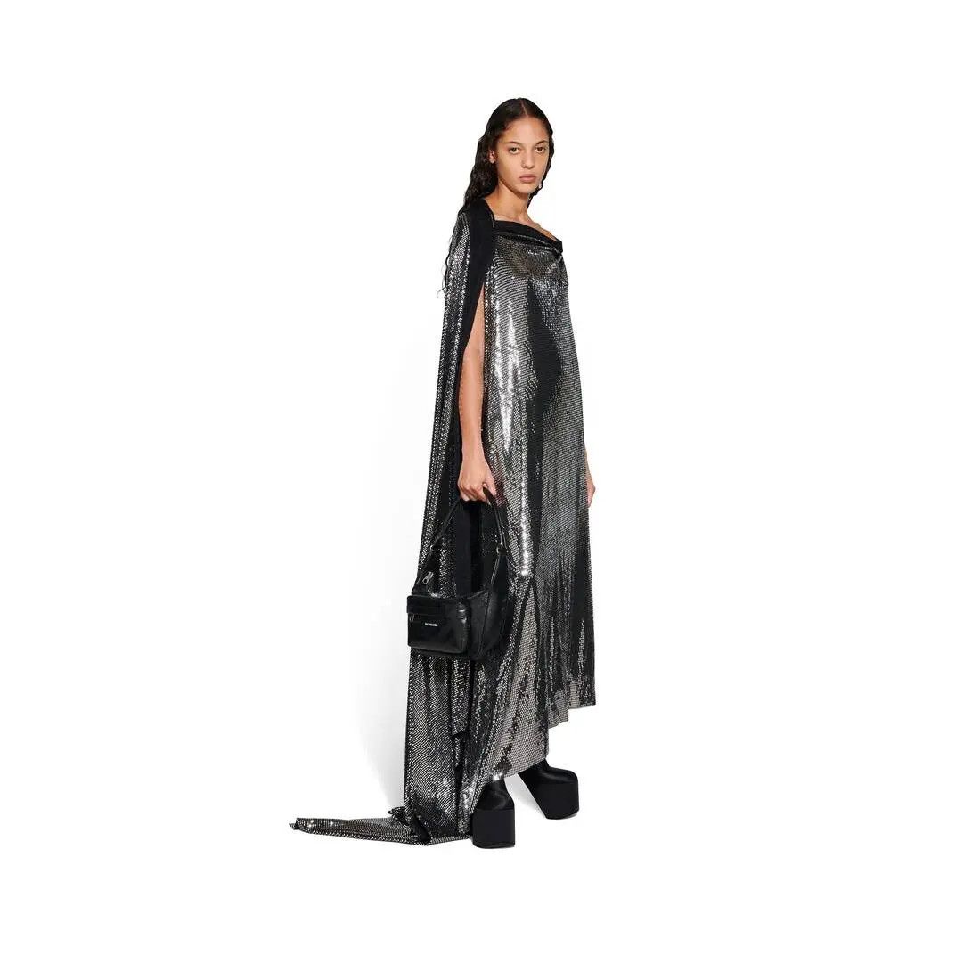 Balenciaga o1s1rm1025 Minimal Gown in Black Size S / US 4 / IT 40 - 2 Thumbnail