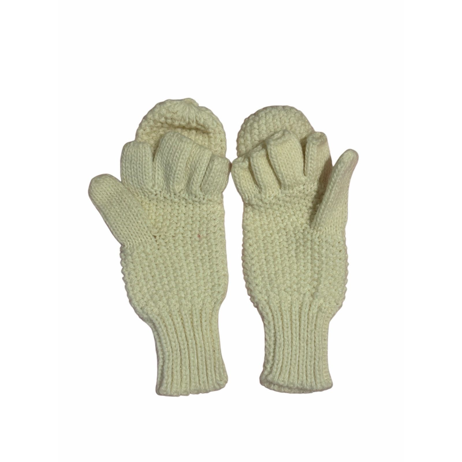 Other Women's White Solid Fuzzy Hand Knit Bird Mitten Gloves Size ONE SIZE - 4 Thumbnail