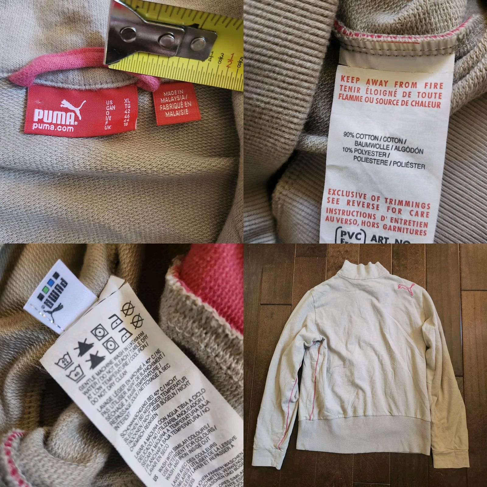 Puma PUMA Logo Full Zip Jacket - Juniors XL - Multicolor - Cotton Blend - Long Sleeve - Casual Sports Theme Womens/Juniors? Size XL / US 12-14 / IT 48-50 - 9 Thumbnail