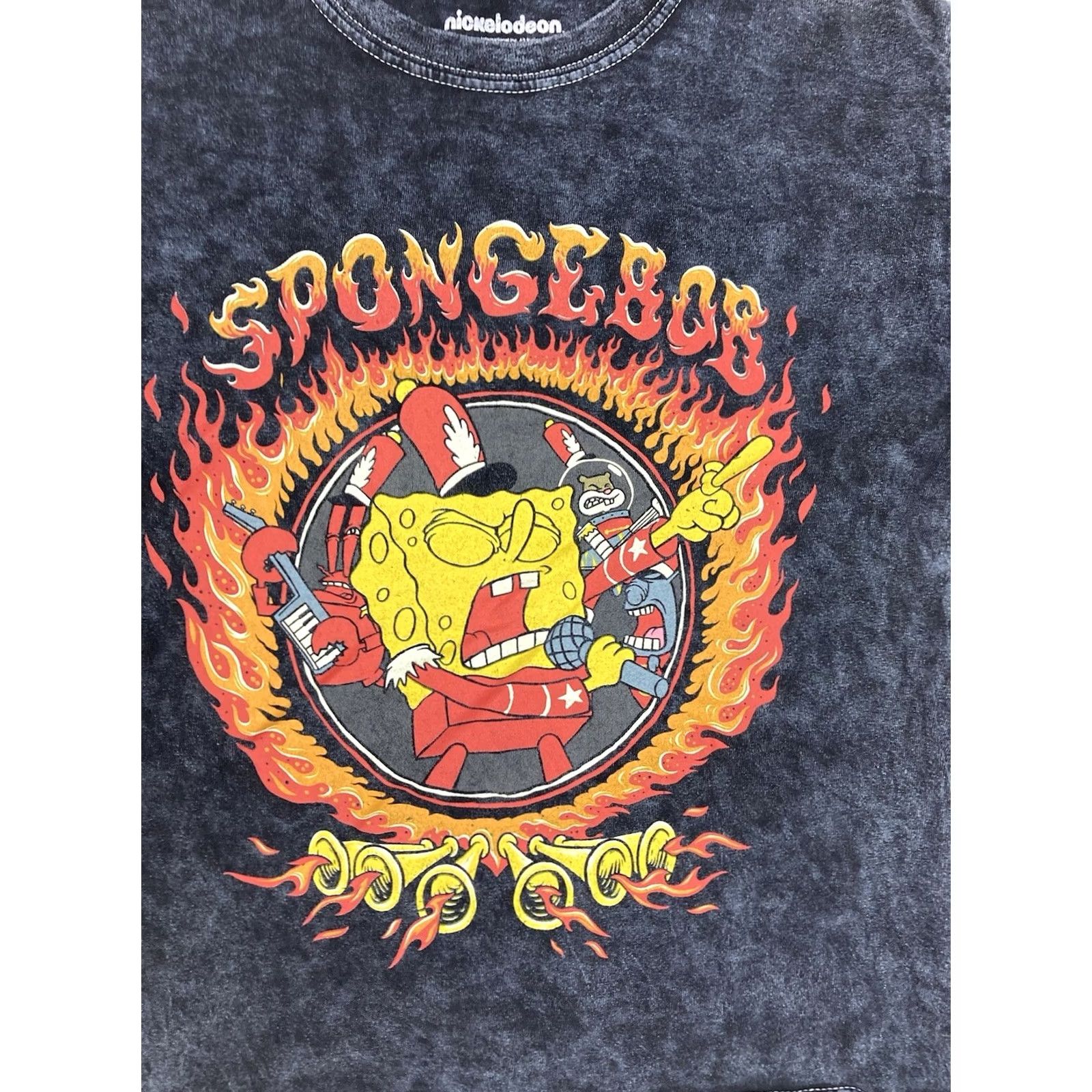 Nickelodeon VINTAGE Nickelodeon Spongebob Squarepants Flames Graphic T-shirt Women XS Acid Wash Size XS / US 0-2 / IT 36-38 - 2 Thumbnail