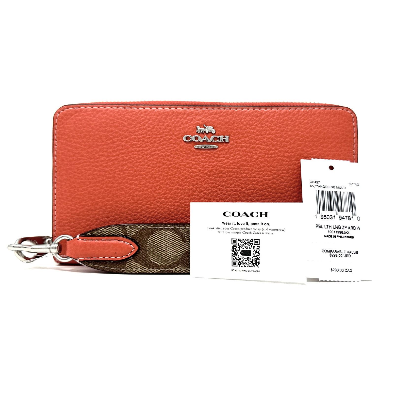 Coach Coach Long Zip Around Wallet Signature Canvas Orange CK427 Size ONE SIZE - 2 Thumbnail