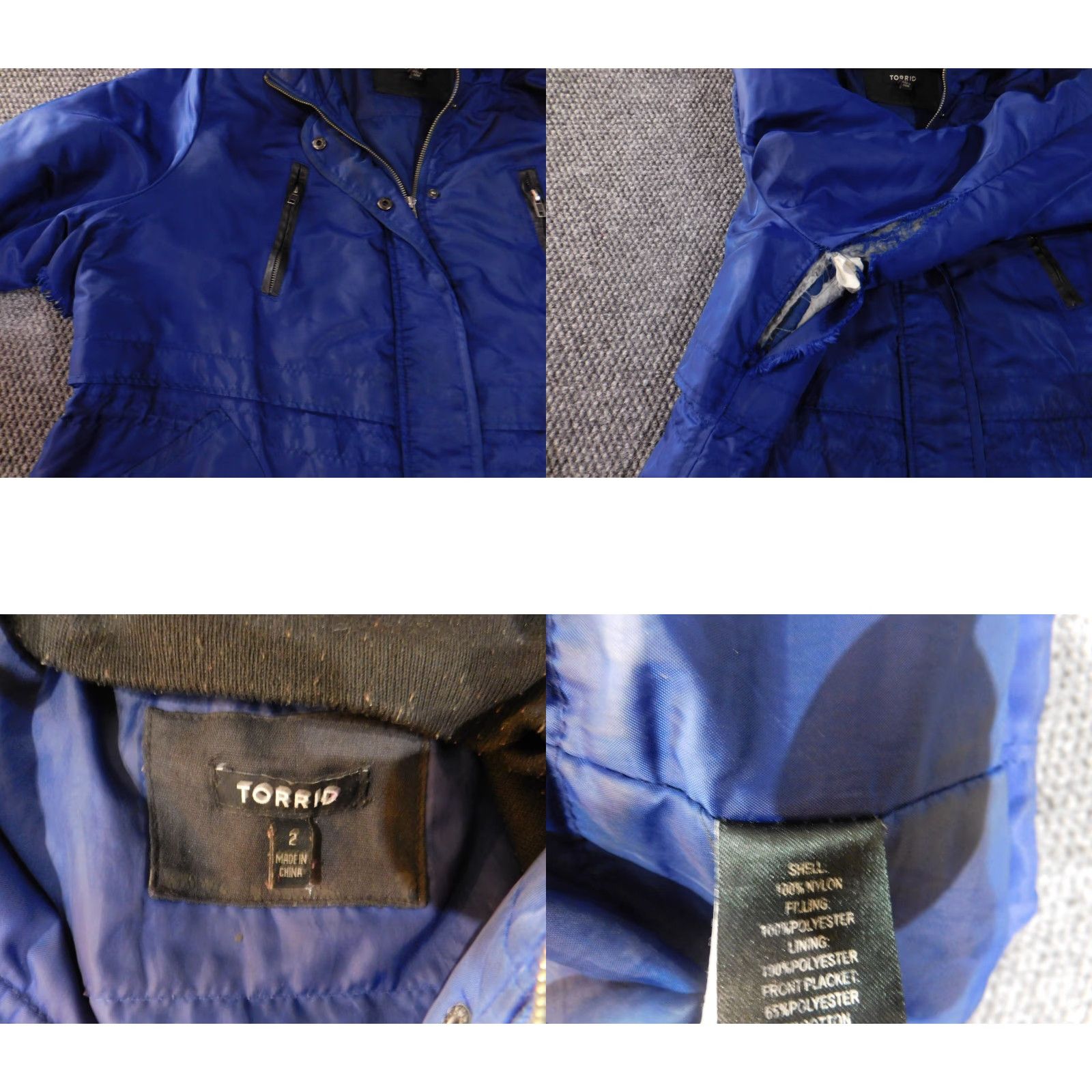 Torrid Torrid Jacket 2X Blue Puffer Coat Womens Hooded Insulated Nylon Polyester Winter Long Sleeve Zip Basic Jacket Size XXL / US 16-18 / IT 52-54 - 8 Thumbnail