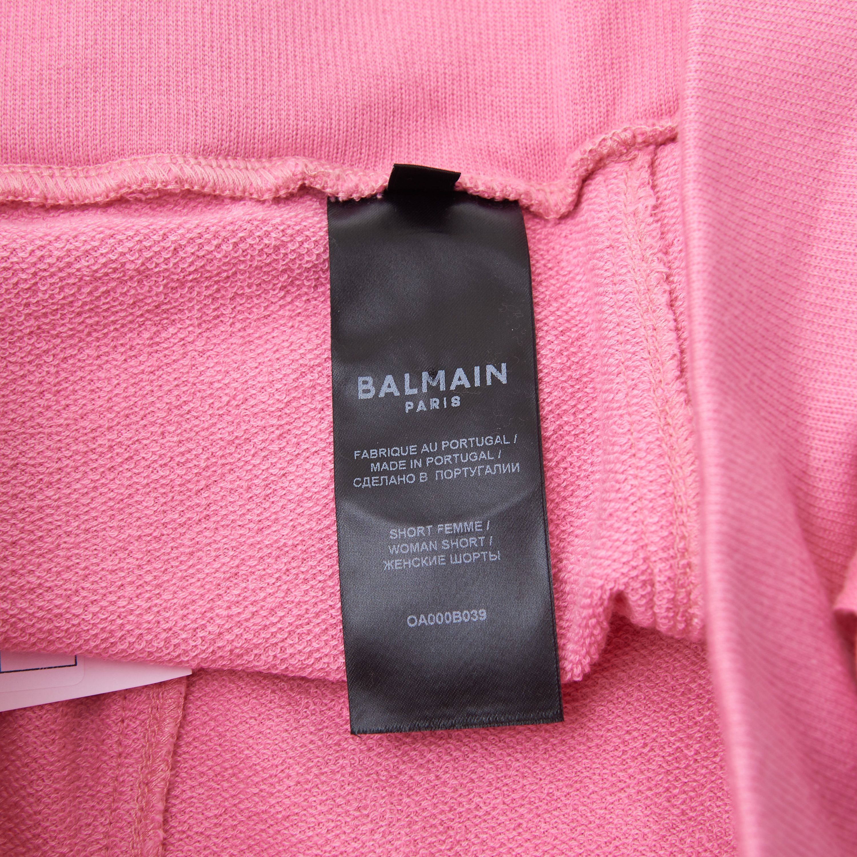 Balmain Light Pink Cashmere & Cotton Shorts With Monogram Logo Size 28" / US 6 / IT 42 - 9 Thumbnail