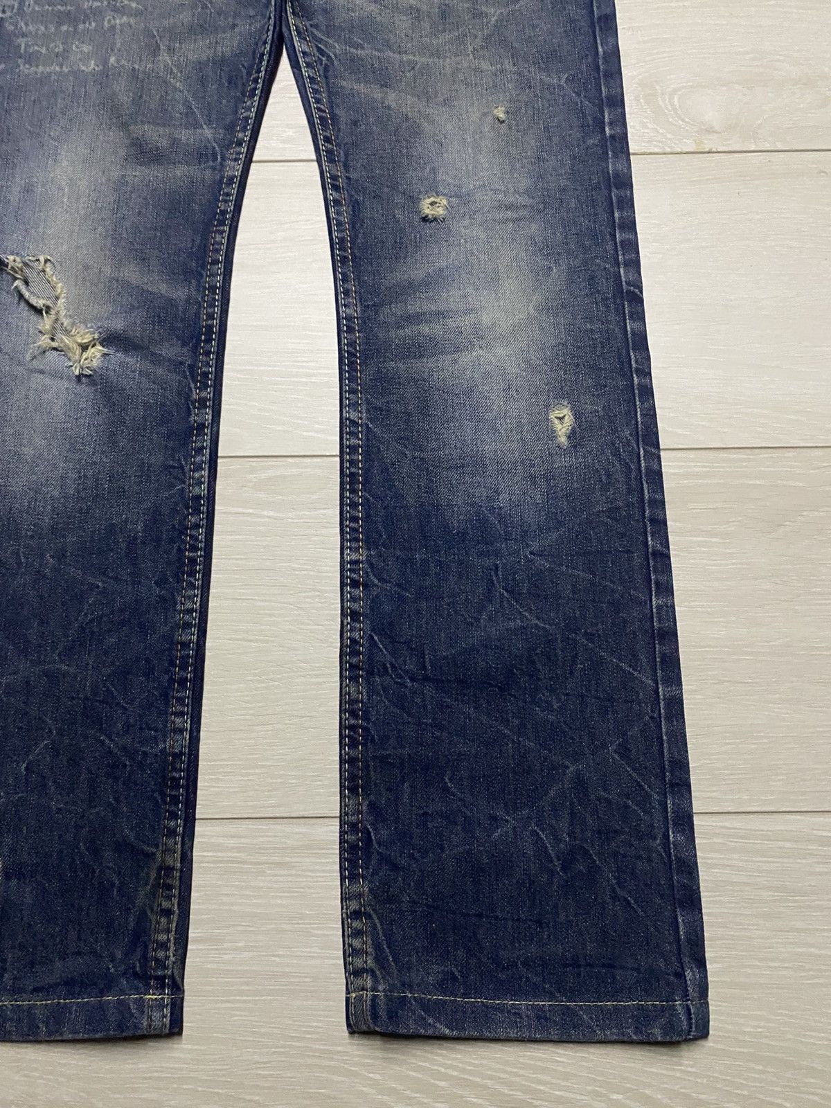 Rhude × Zara Vintage Zara Denim Distressed Straight Fit Jeans Size US 29 - 10 Thumbnail