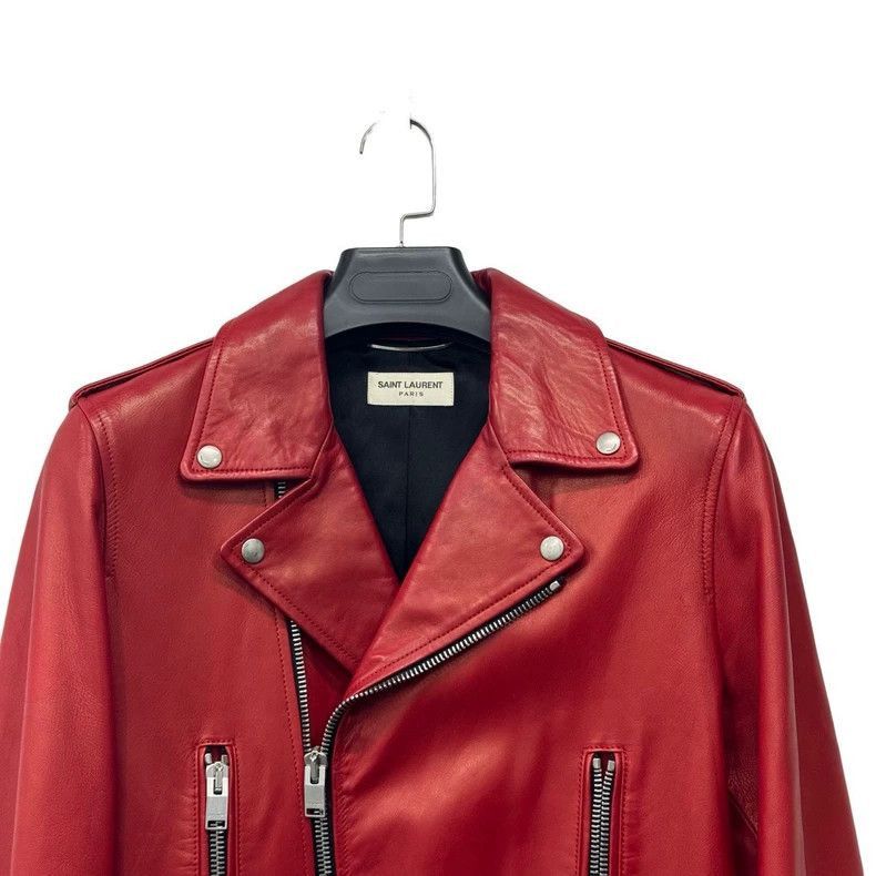 Saint Laurent Paris Saint Laurent Red Leather Motorcycle Jacket-2505 Size US M / EU 48-50 / 2 - 2 Thumbnail