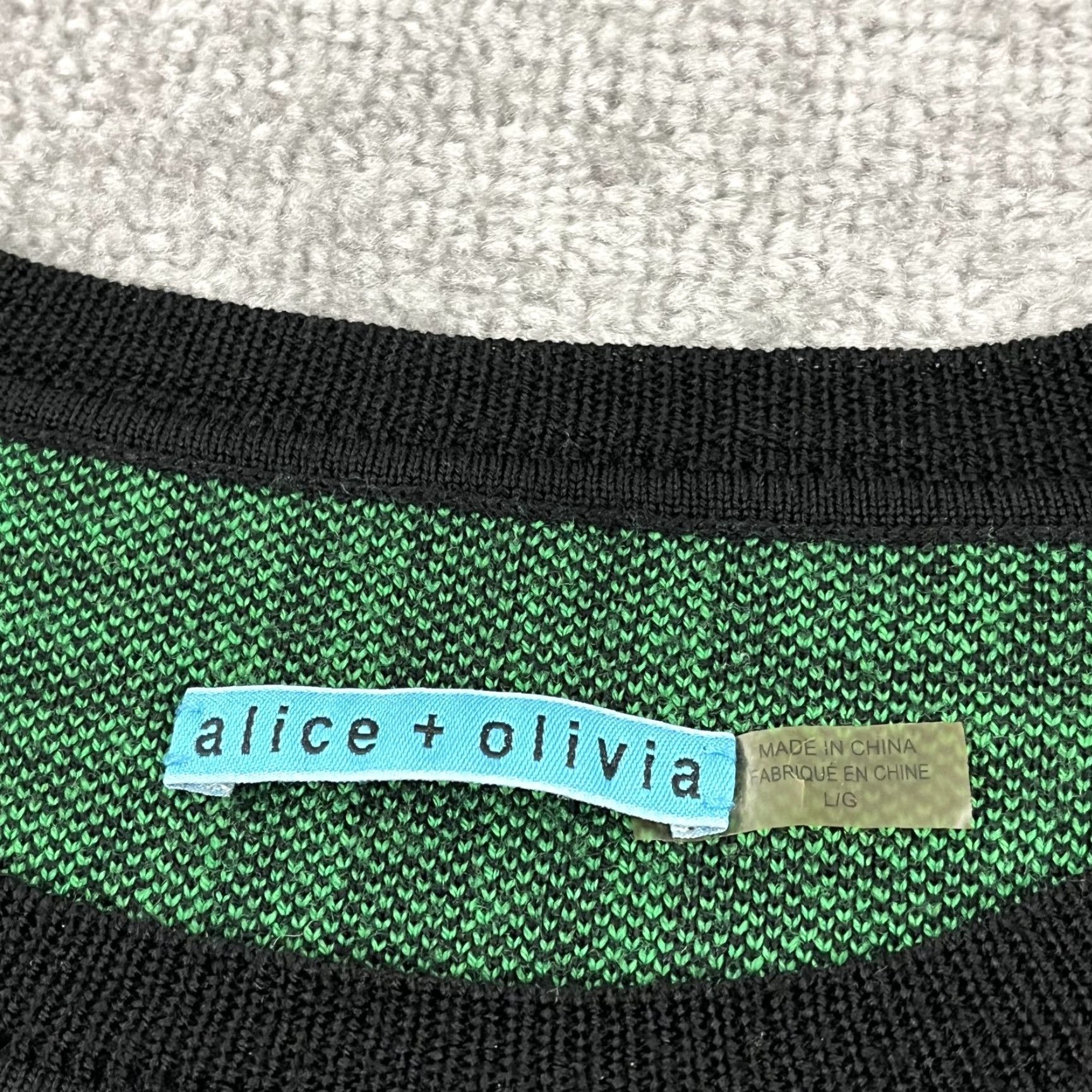 Alice + Olivia VINTAGE Alice + Olivia Sweater Women's Large Merino Wool Crew Neck Geometric Pullover Classic Fall Winter Size L / US 10 / IT 46 - 2 Thumbnail