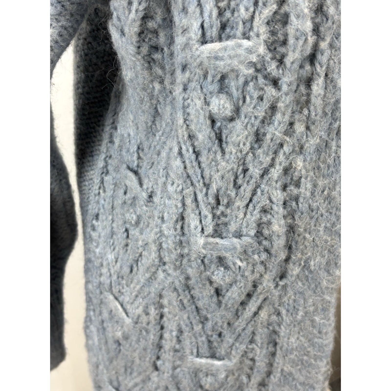 Anthropologie ANTHROPOLOGIE VINTAGE Nuria Long Cardigan Sweater XS Blue Fisherman Knit Open Womens Size XS / US 0-2 / IT 36-38 - 6 Thumbnail