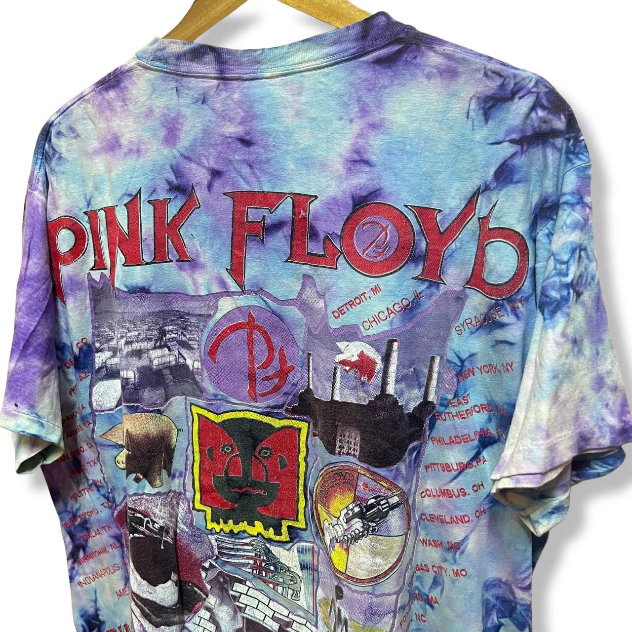 Band Tees Vintage 1994 Pink Floyd The Division Bell Tie Dye T Shirt Size US L / EU 52-54 / 3 - 4 Thumbnail