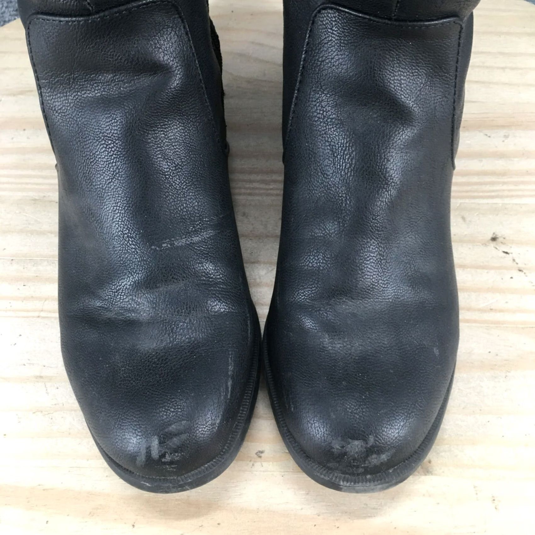 Vintage LifeStride Boots Womens 8 M Xyloid Tall Riding Black Faux Leather Side Zip Cuban - Luxury Fashion Size US 8 / IT 38 - 6 Thumbnail