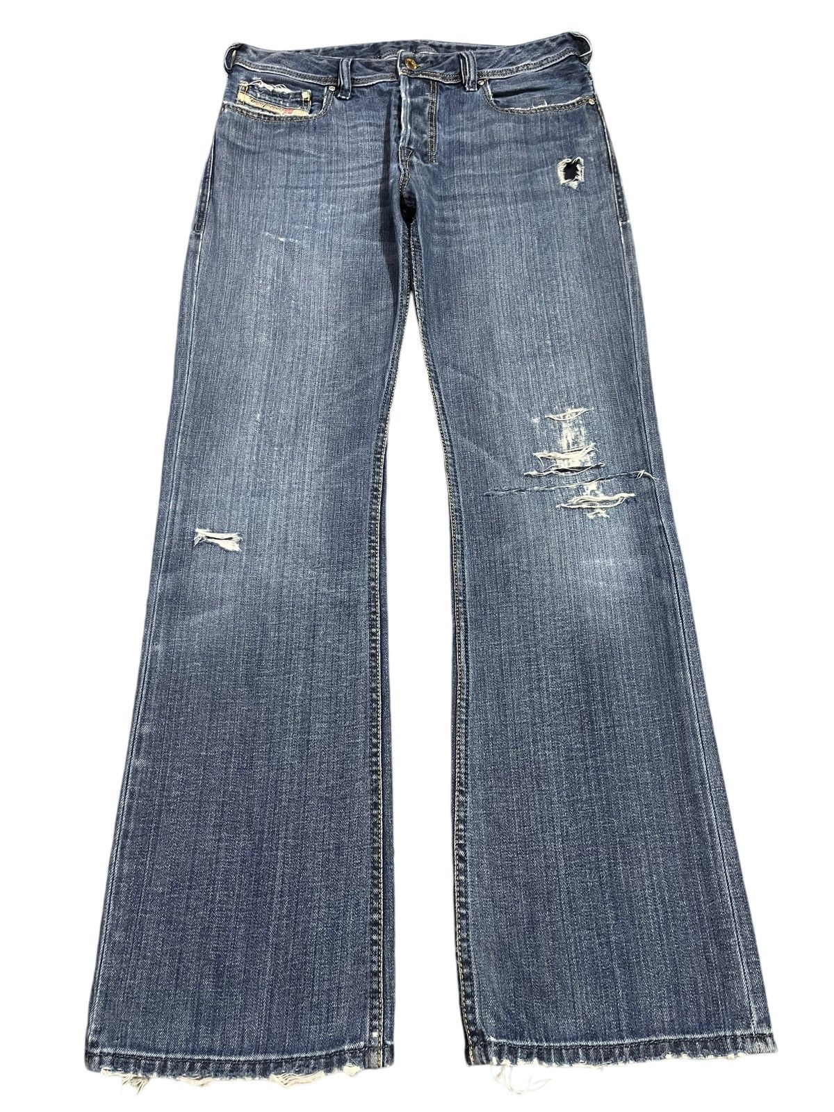 Diesel Vintage Diesel Industry Blue Wash Distress Bootcut Jeans Size US 32 / EU 48 - 1 Thumbnail