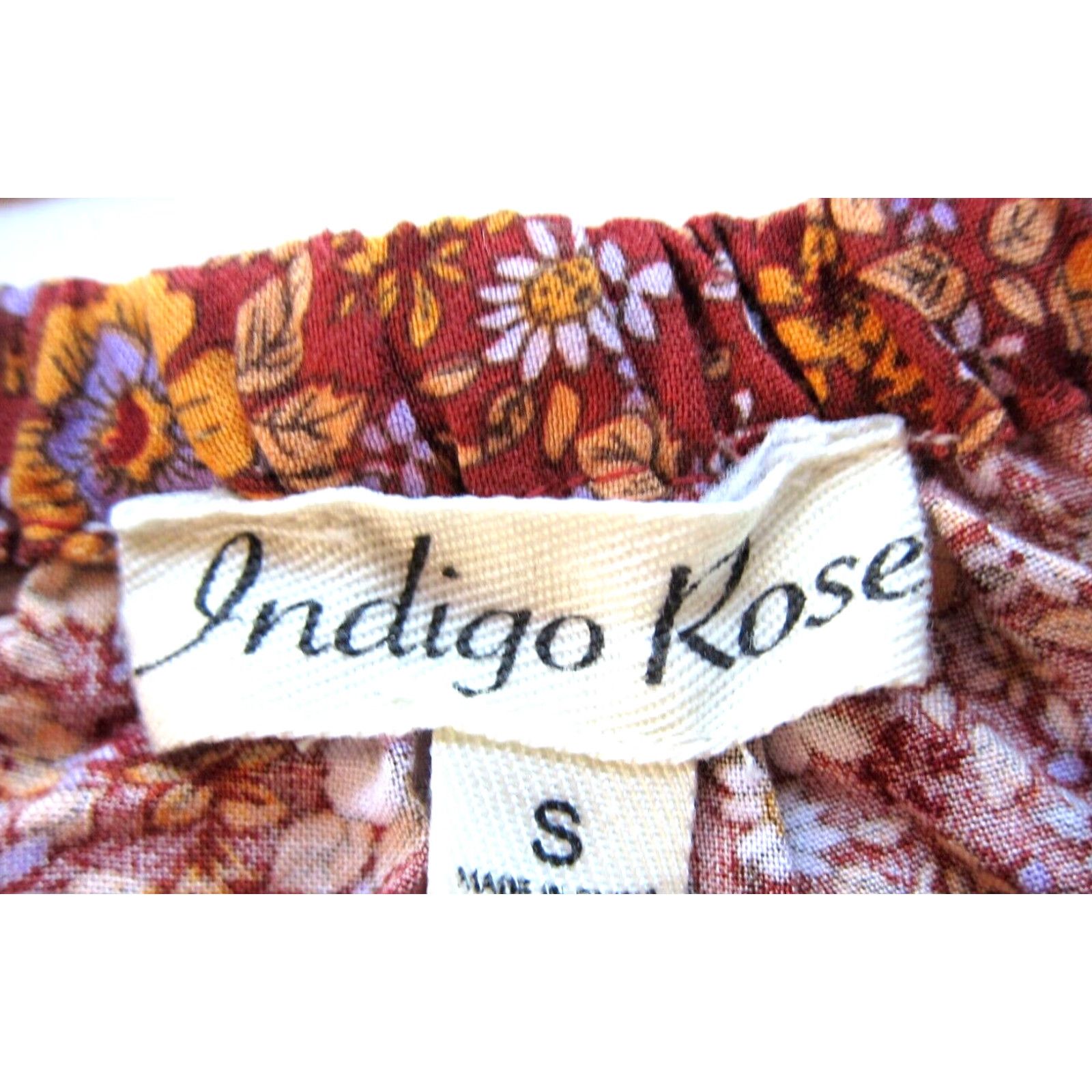 Vintage Indigo Rose Sun Dress Cap Sleeve Maxi Floral Indigo Rose Brown Purple Small 36" front hem 42" shoulder to bottom hem long Women Size S / US 4 / IT 40 - 4 Thumbnail