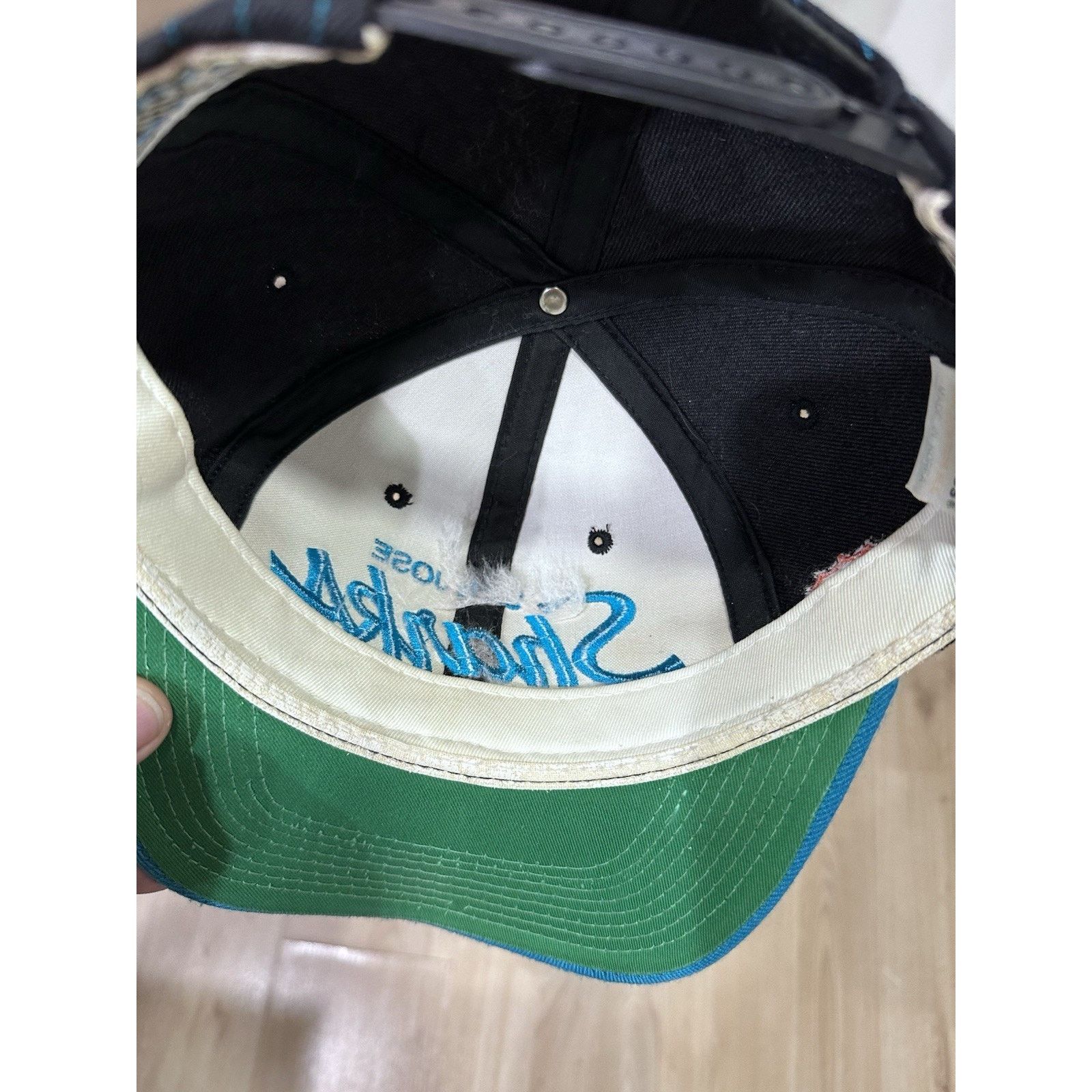 Sports Specialties Vintage San Jose Sharks Script Snapback Hat Pinstripe Size ONE SIZE - 7 Thumbnail