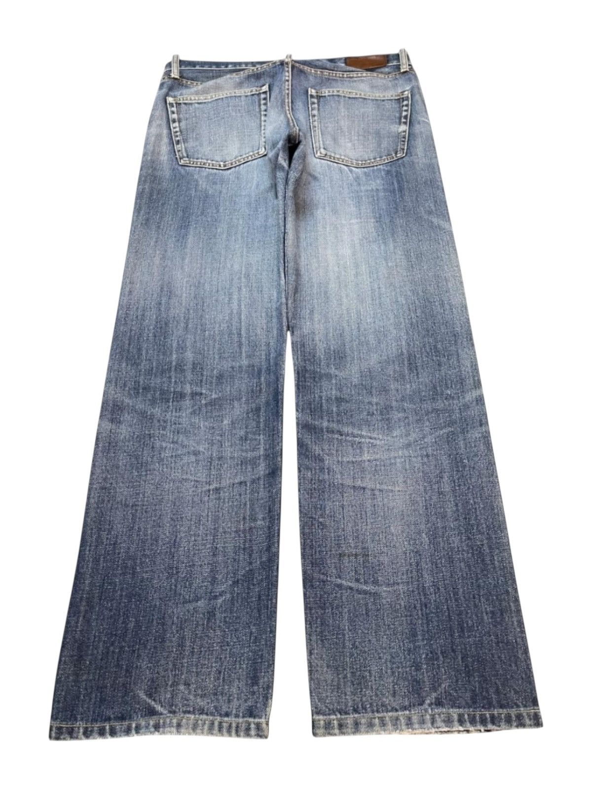 Uniqlo Vintage Y2k Japan Uniqlo Faded Wash Distress Wide Leg Baggy Size US 33 - 2 Thumbnail