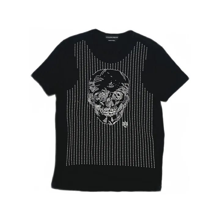 Alexander McQueen Alexander McQueen Black Graphic Skull Embroidered Tee 0079 Size S / US 4 / IT 40 - 1 Thumbnail