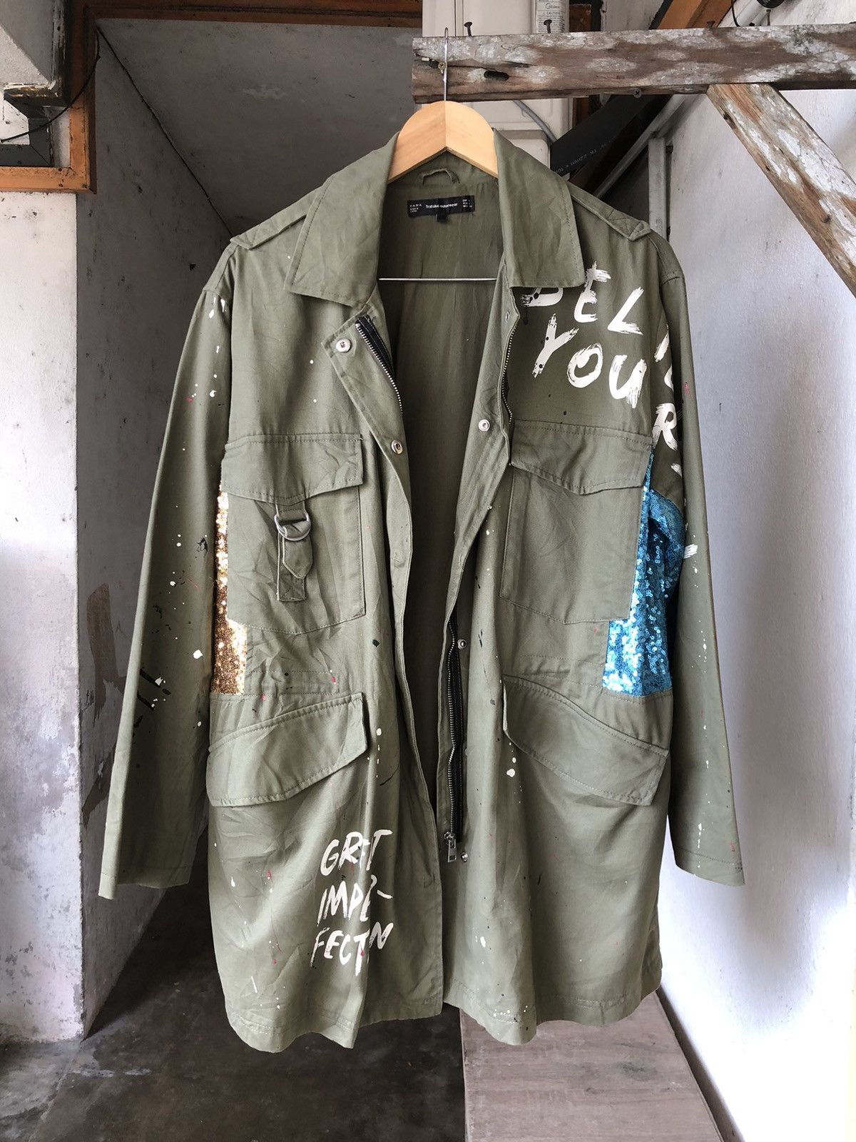 Zara Zara Splash Paint Art Oversized Parka Jacket If Six Was Nine Size L / US 10 / IT 46 - 1 Thumbnail