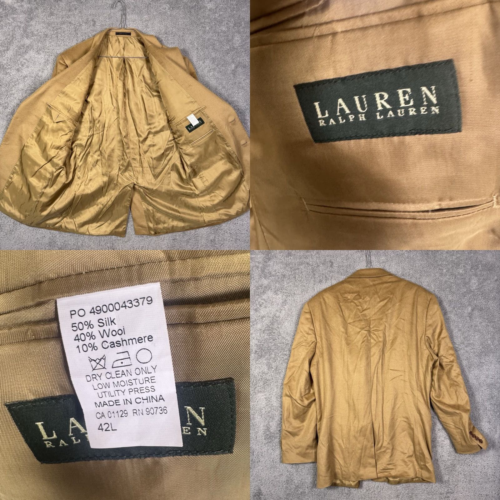Ralph Lauren Ralph Lauren Blazer Mens 42L Sport Coat Jacket Wool Silk Cashmere Soft Brown Notch 2-Button 4-Button Single-Vented Size 42R - 8 Thumbnail