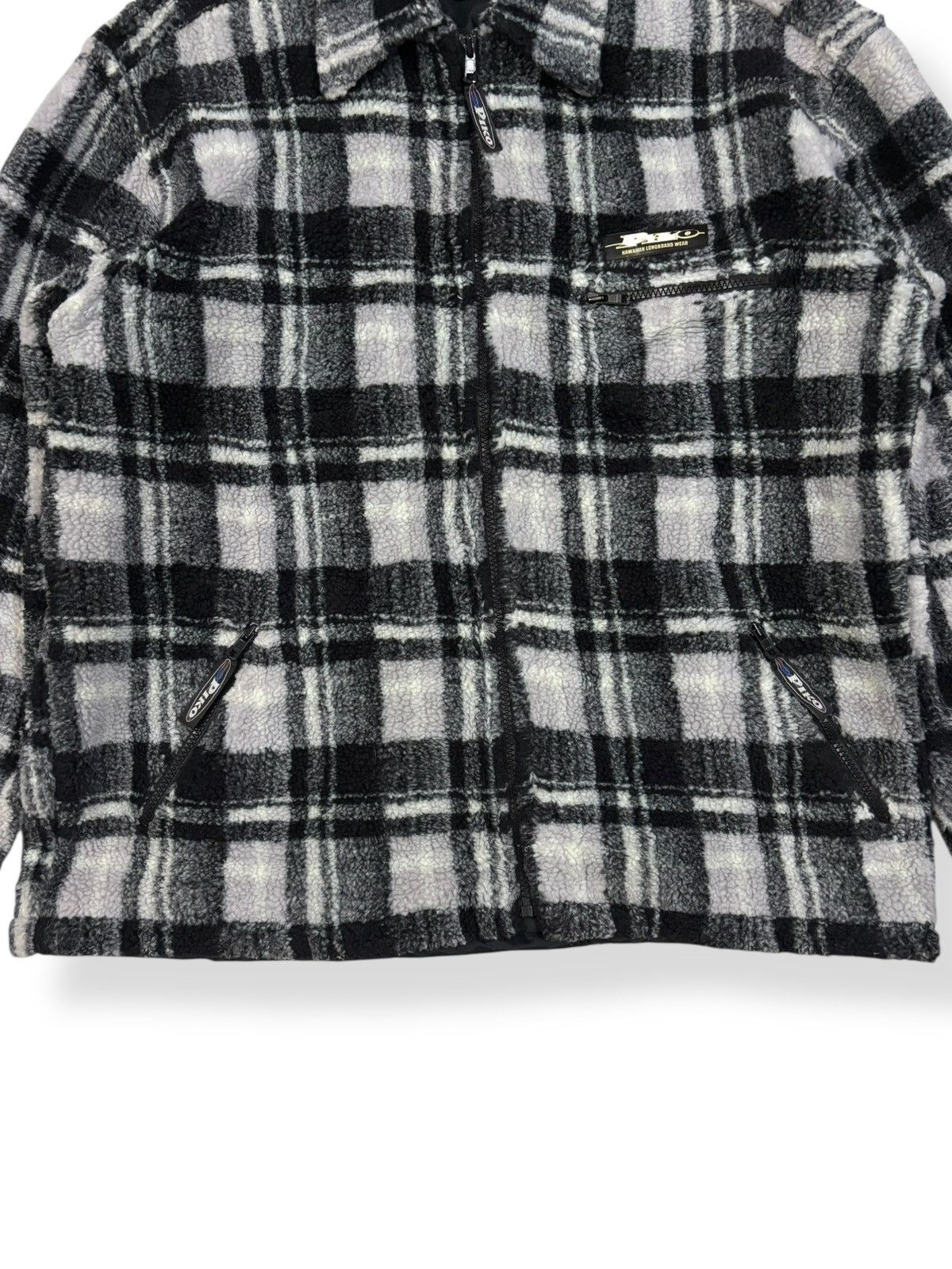 Vintage Piko Hawaiian Plaid Fleece Zipper Gorpcore Jacket
