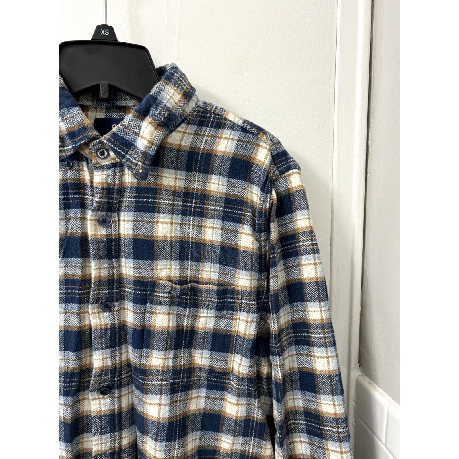 Ben Sherman Ben Sherman Shirt Mens Medium Blue Plaid Herringbone Flannel Button-Down L/S Size US M / EU 48-50 / 2 - 4 Thumbnail